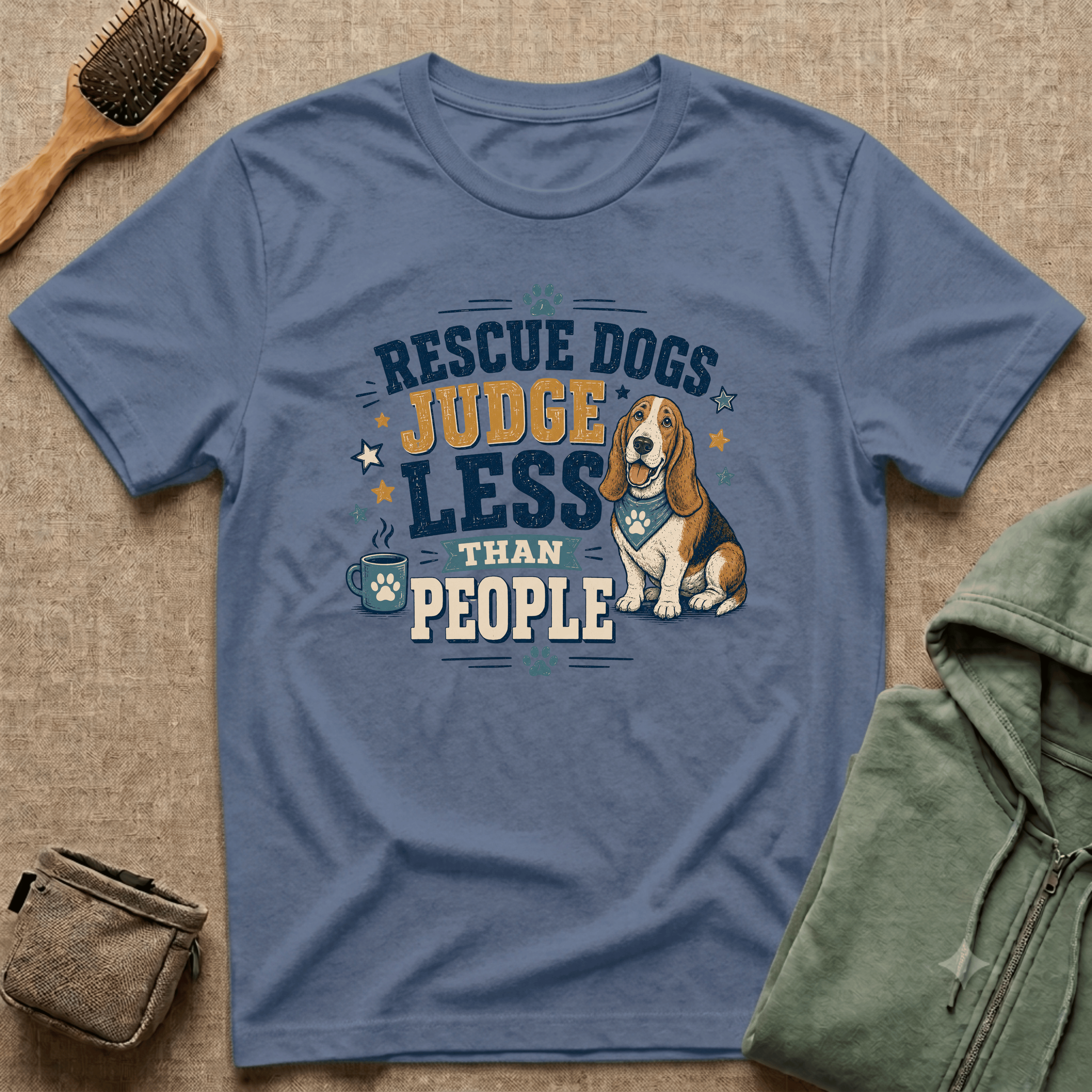 Rescue Dogs Judge Less Than People T-Shirt — Cute Basset Hound Rescue Tee