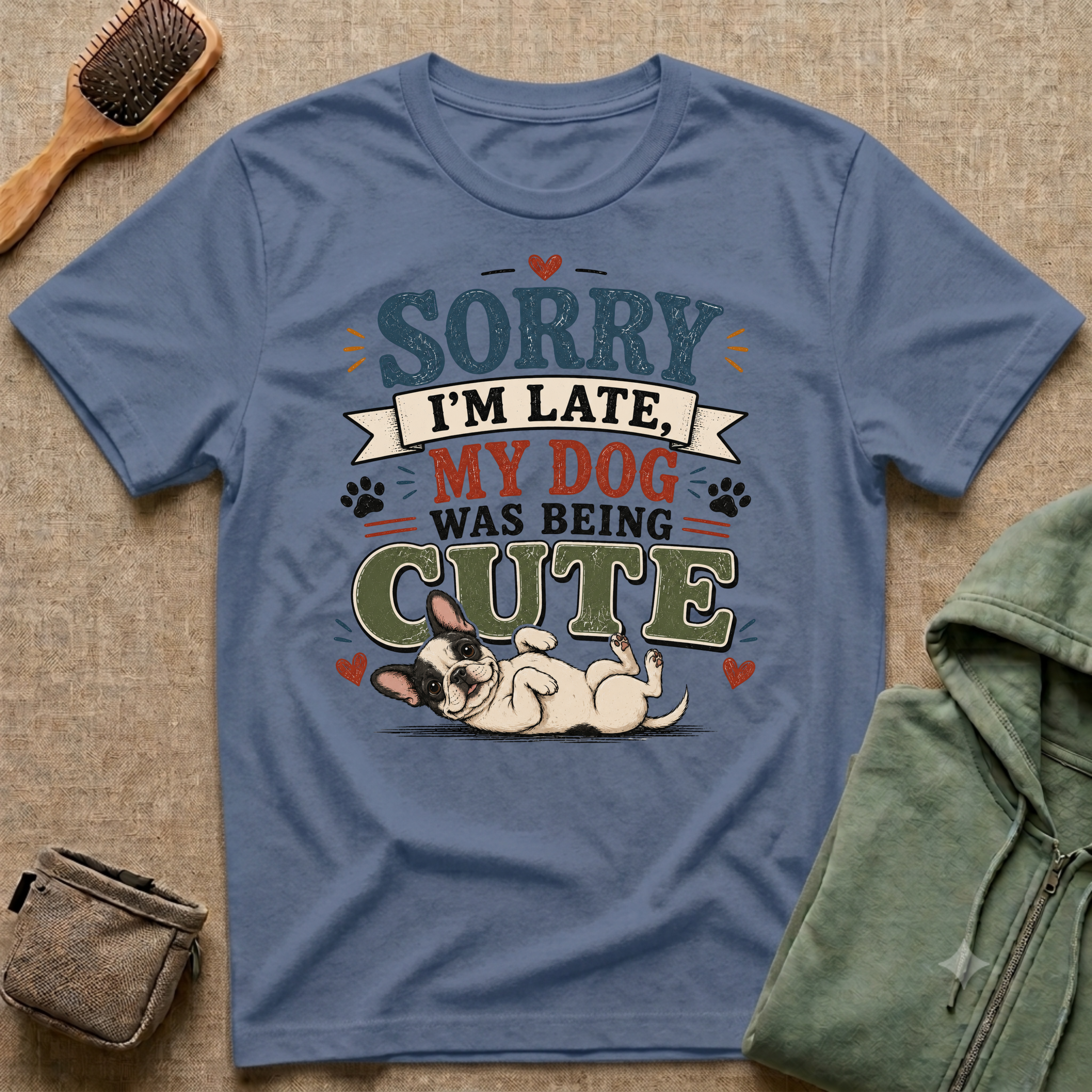 "Sorry I'm Late My Dog Was Being Cute" Cute Dog Lover Graphic Tee
