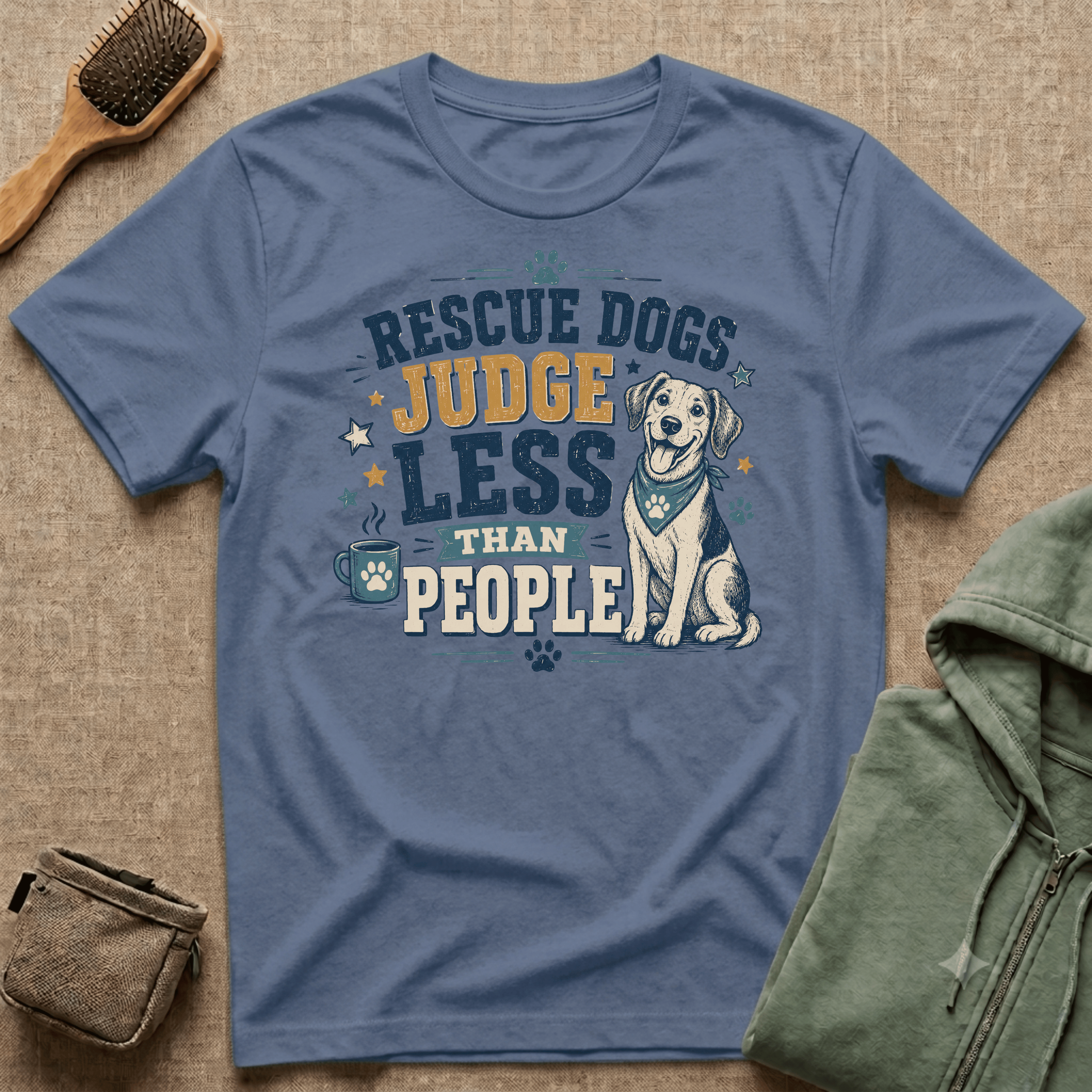 Rescue Dogs Judge Less Than People T-Shirt — Cute Mixed Breed Rescue Tee