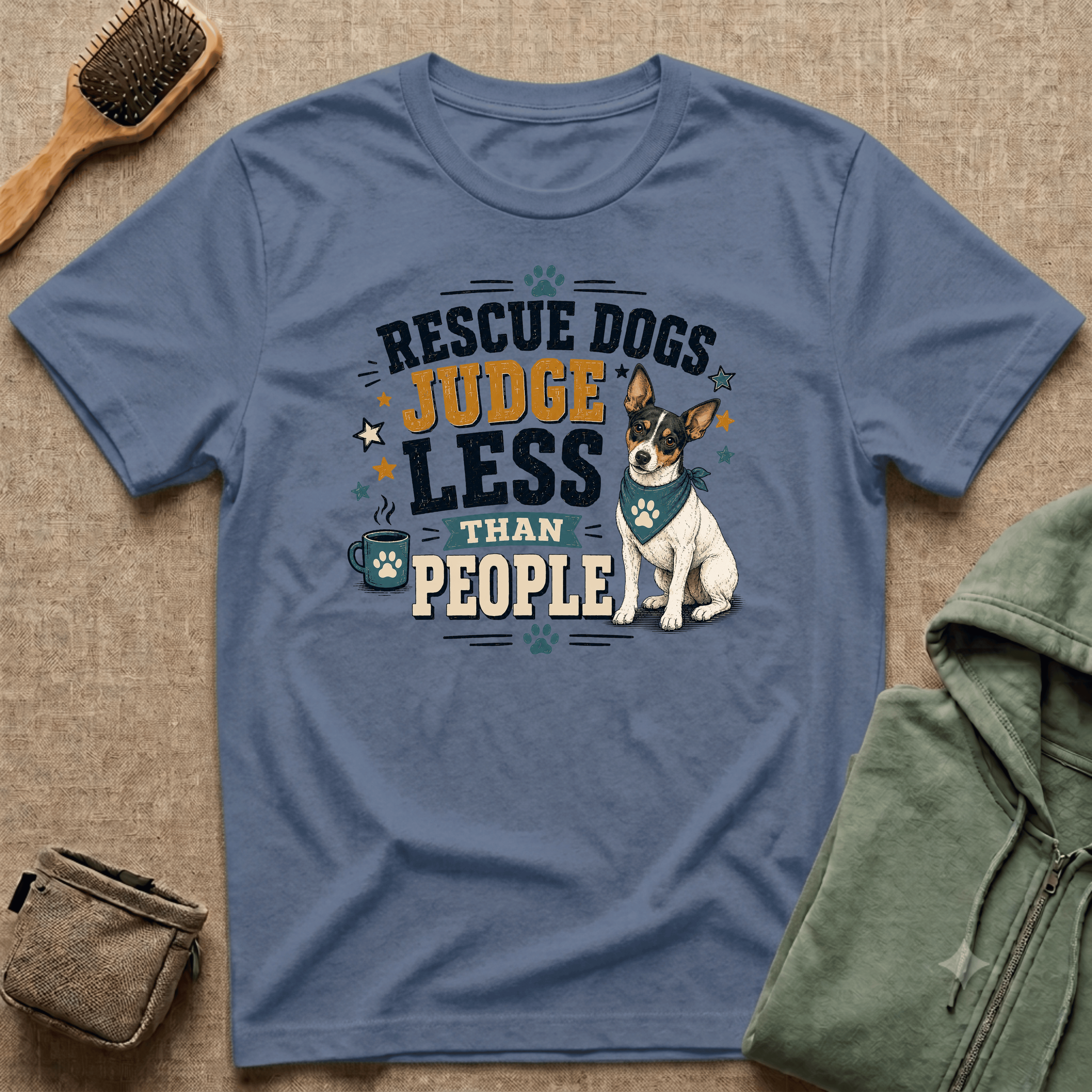 Rescue Dogs Judge Less Than People T-Shirt — Cute Rat Terrier Rescue Tee