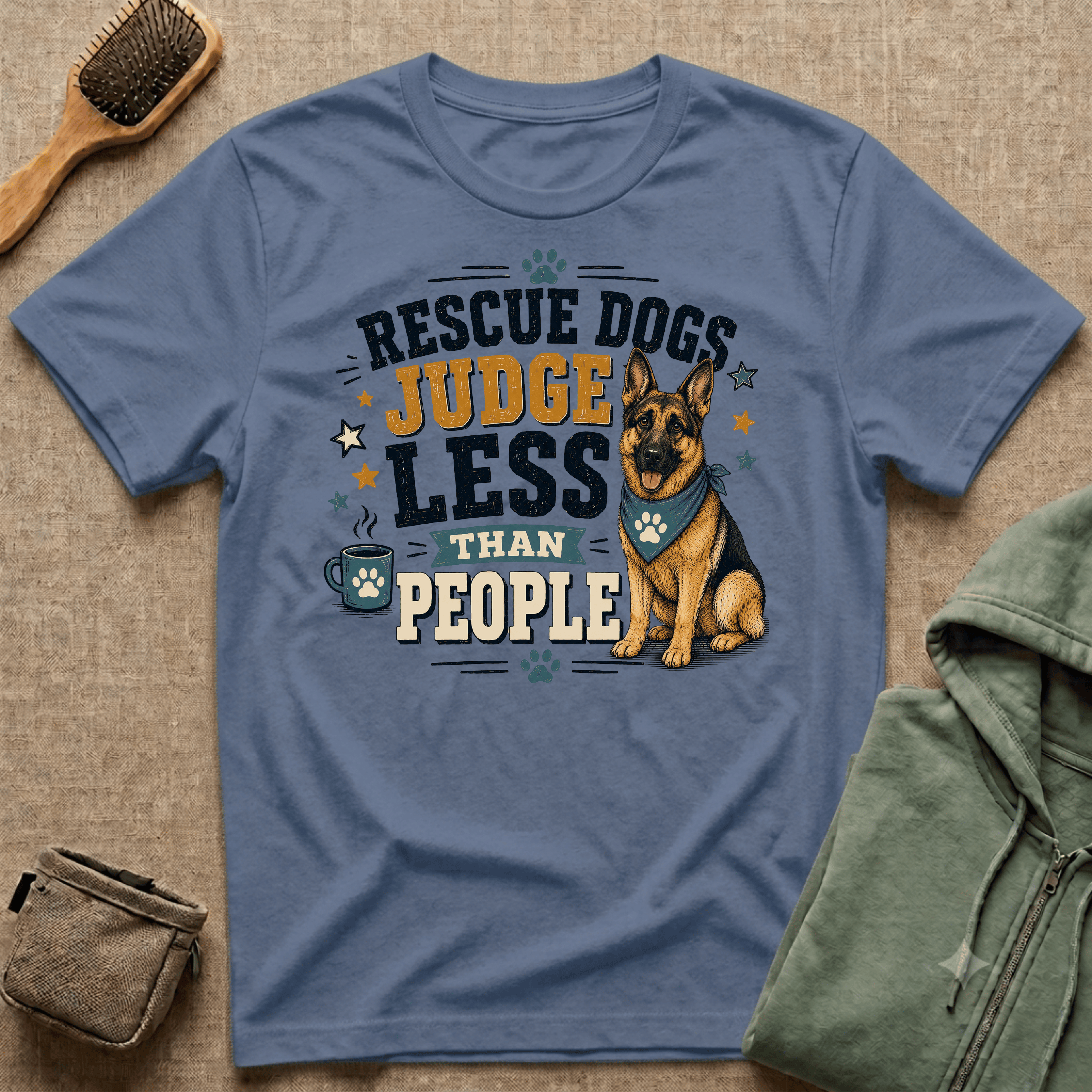 Rescue Dogs Judge Less Than People T-Shirt — Cute German Shepherd Rescue Tee