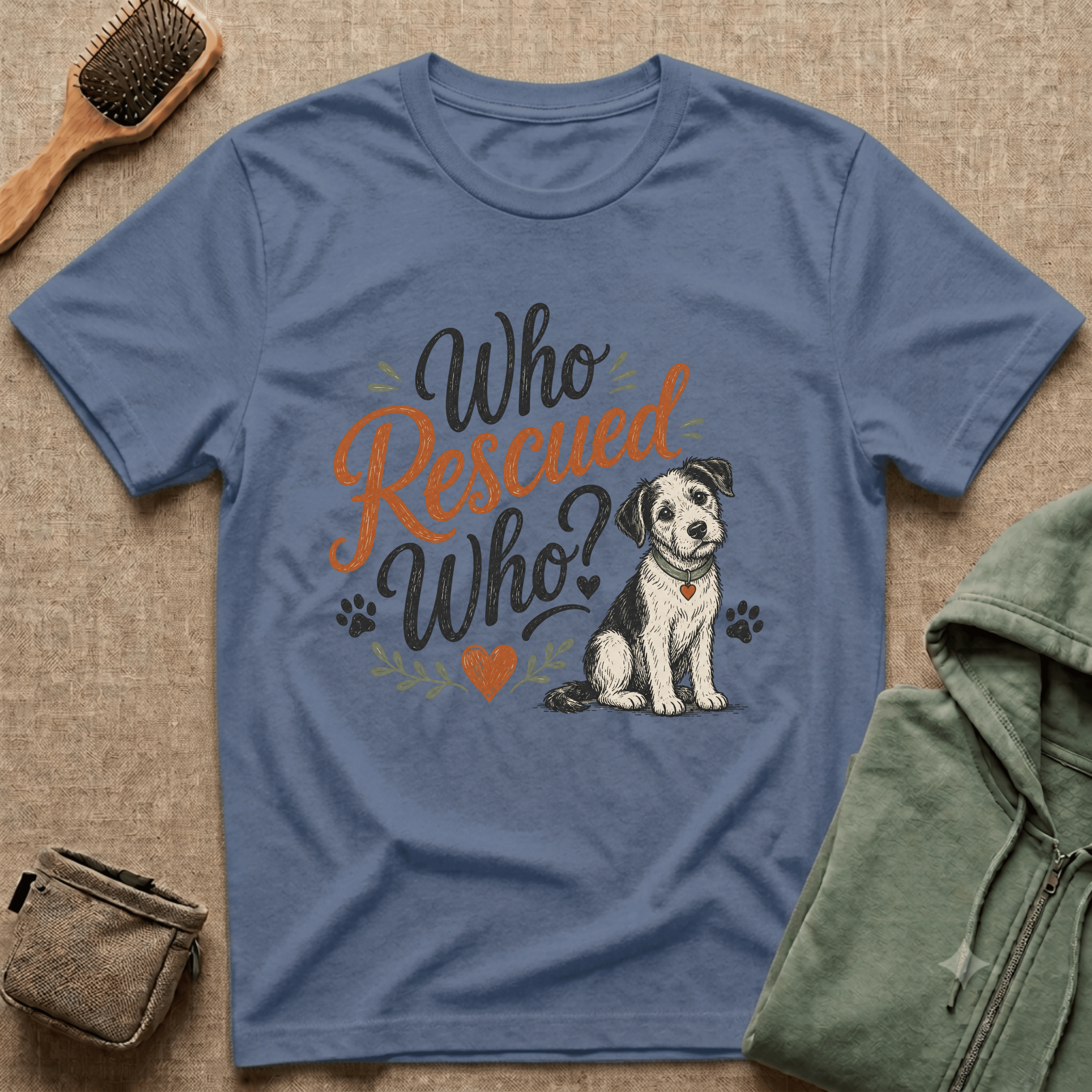 Who Rescued Who? Rescue Dog T-Shirt - Adopted Pet Lover Tee