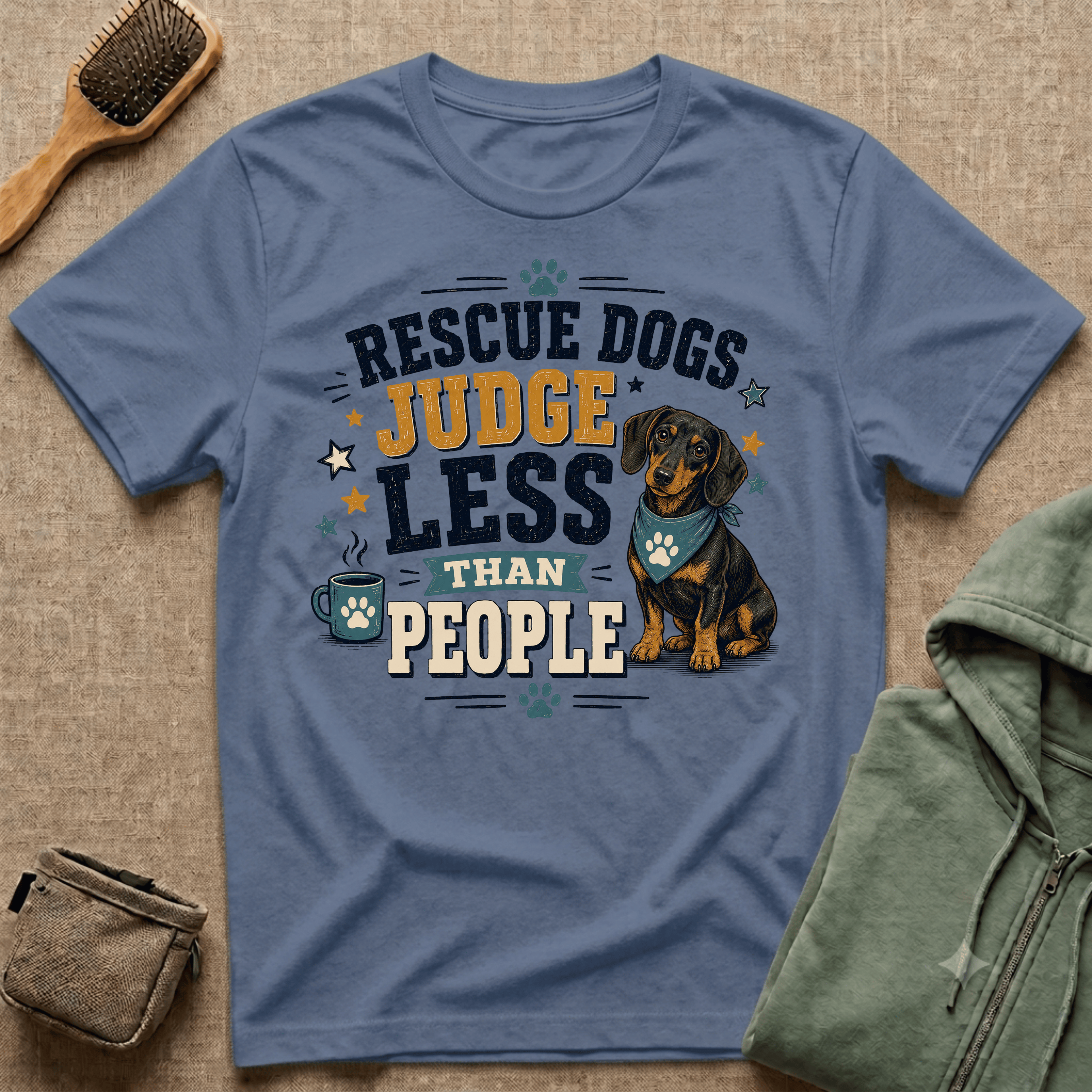 Rescue Dogs Judge Less Than People T-Shirt — Cute Dauschund Rescue Tee