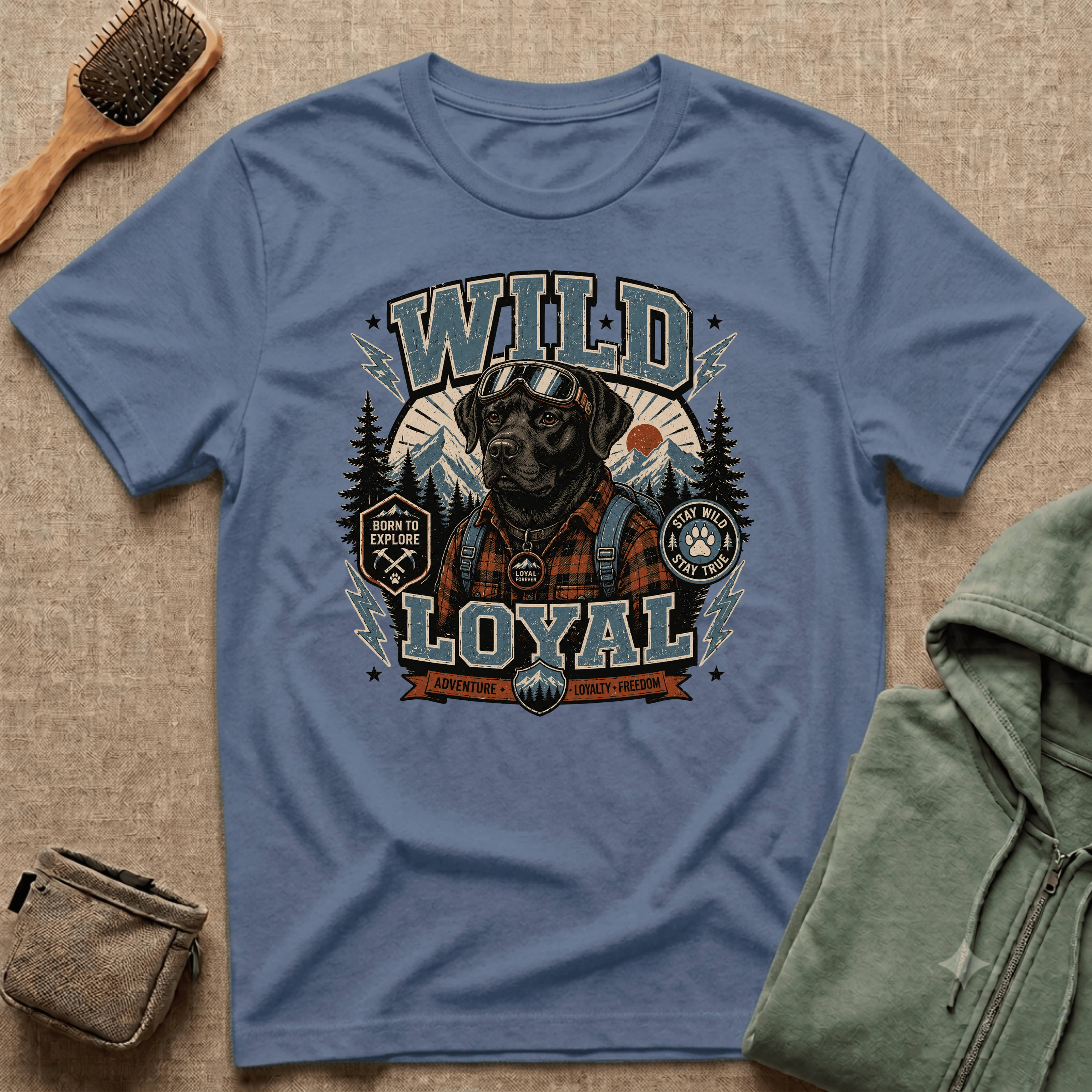 Wild & Loyal Dog T-Shirt — Vintage Lumberjack Black Labrador Design