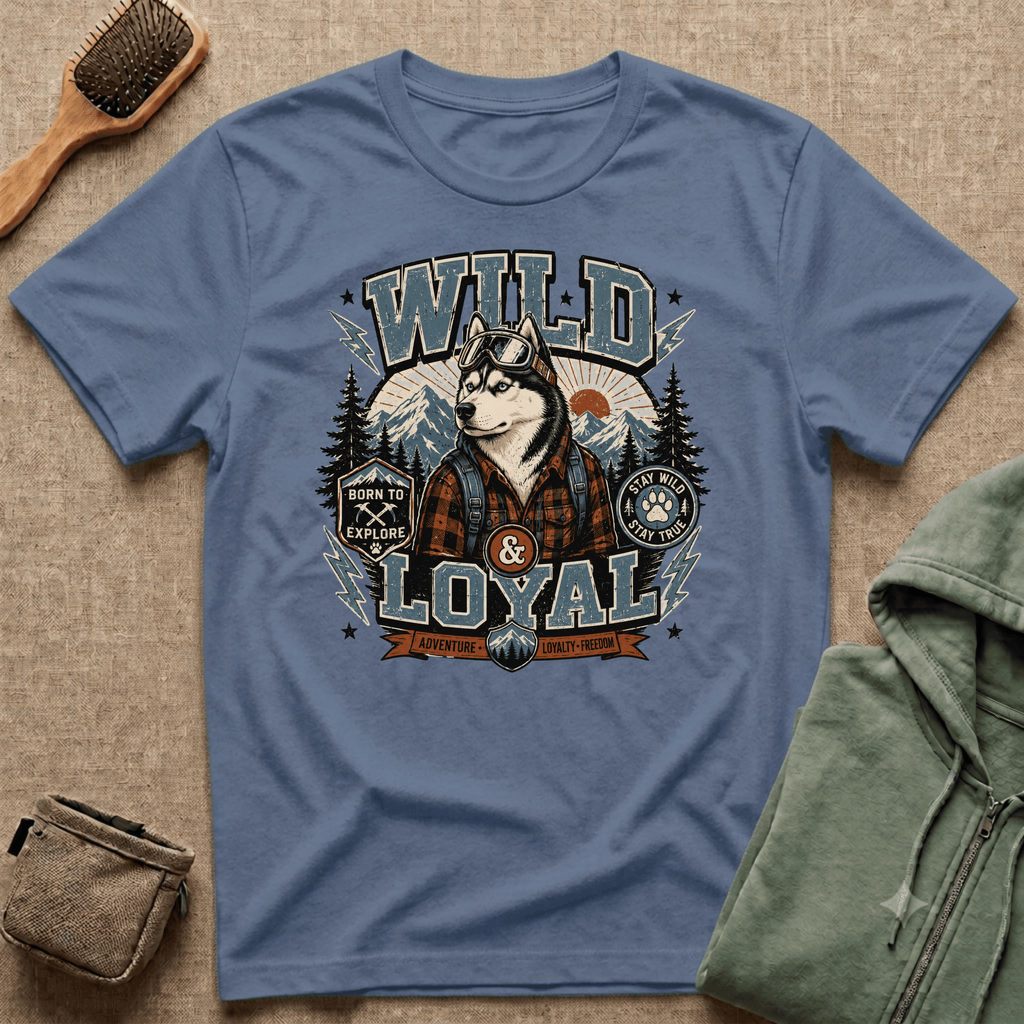 Wild & Loyal Husky T-Shirt — Vintage Mountain Dog Tee