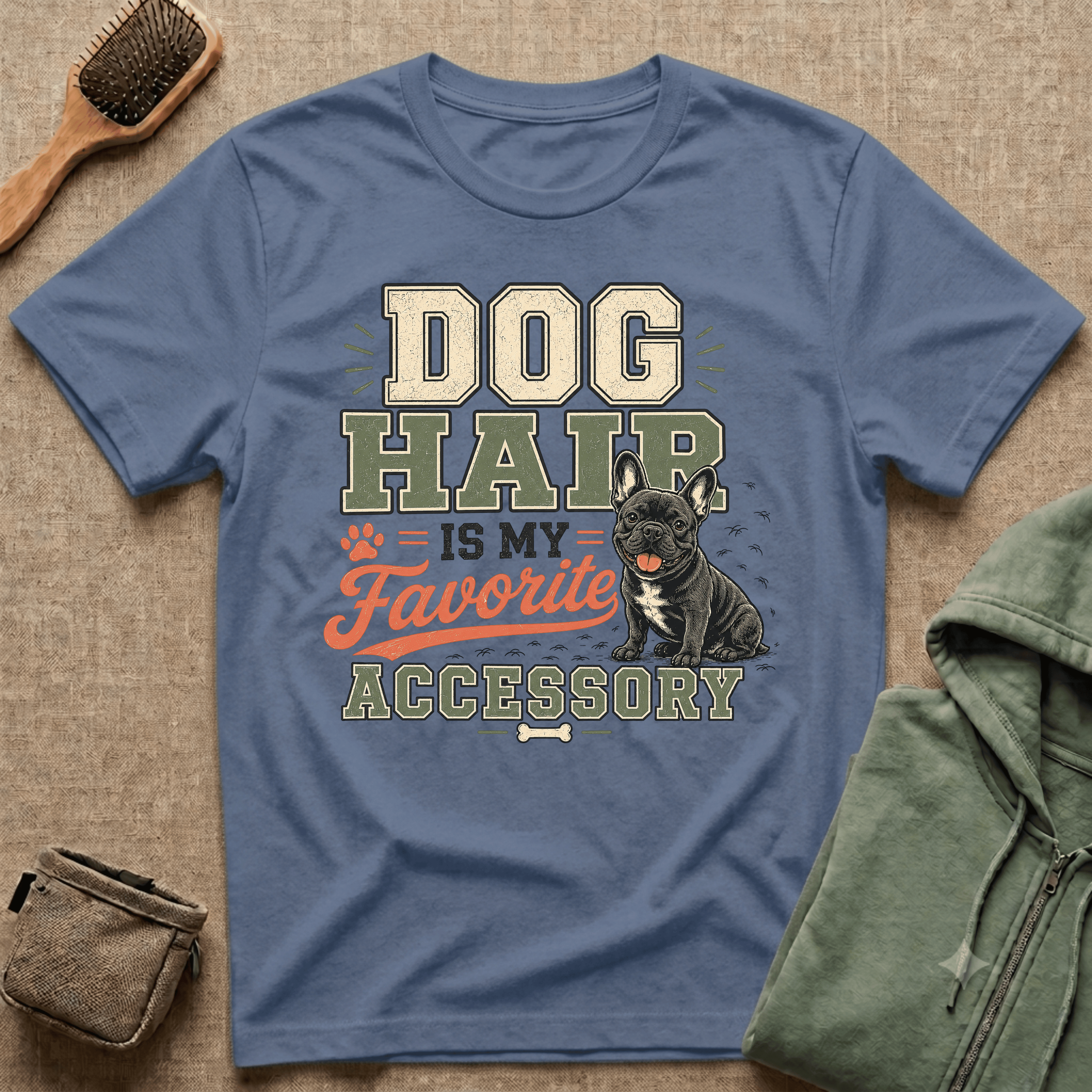 Dog Hair Is My Favorite Accessory T-Shirt — Frenchie Dog Lover Tee
