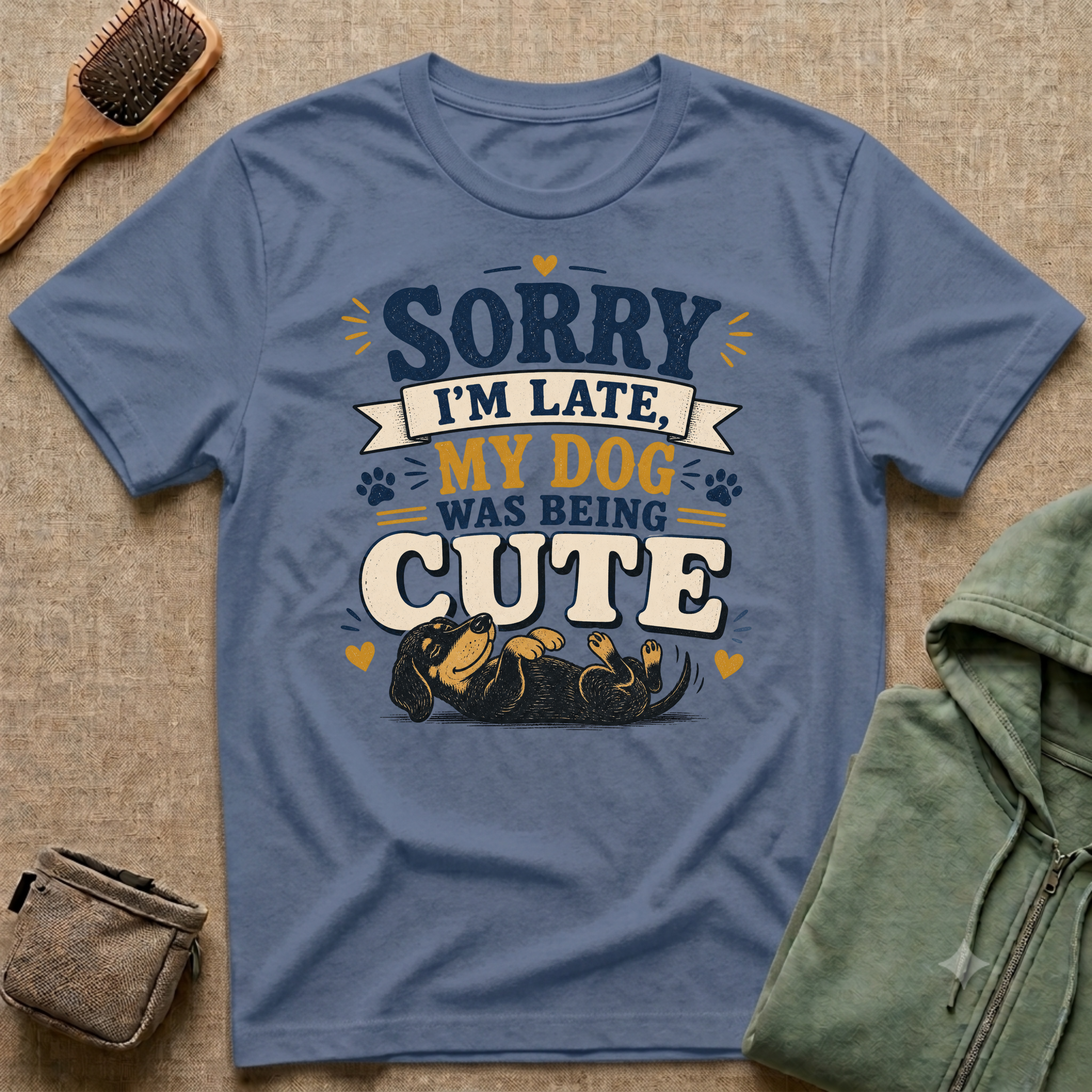 Sorry I'm Late My Dog Was Being Cute T-Shirt — Dachshund Funny Dog Lover Tee