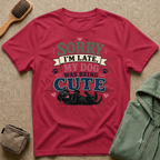 Sorry I'm Late My Dog Was Being Cute T-Shirt — Black Lab Dog Lover Tee