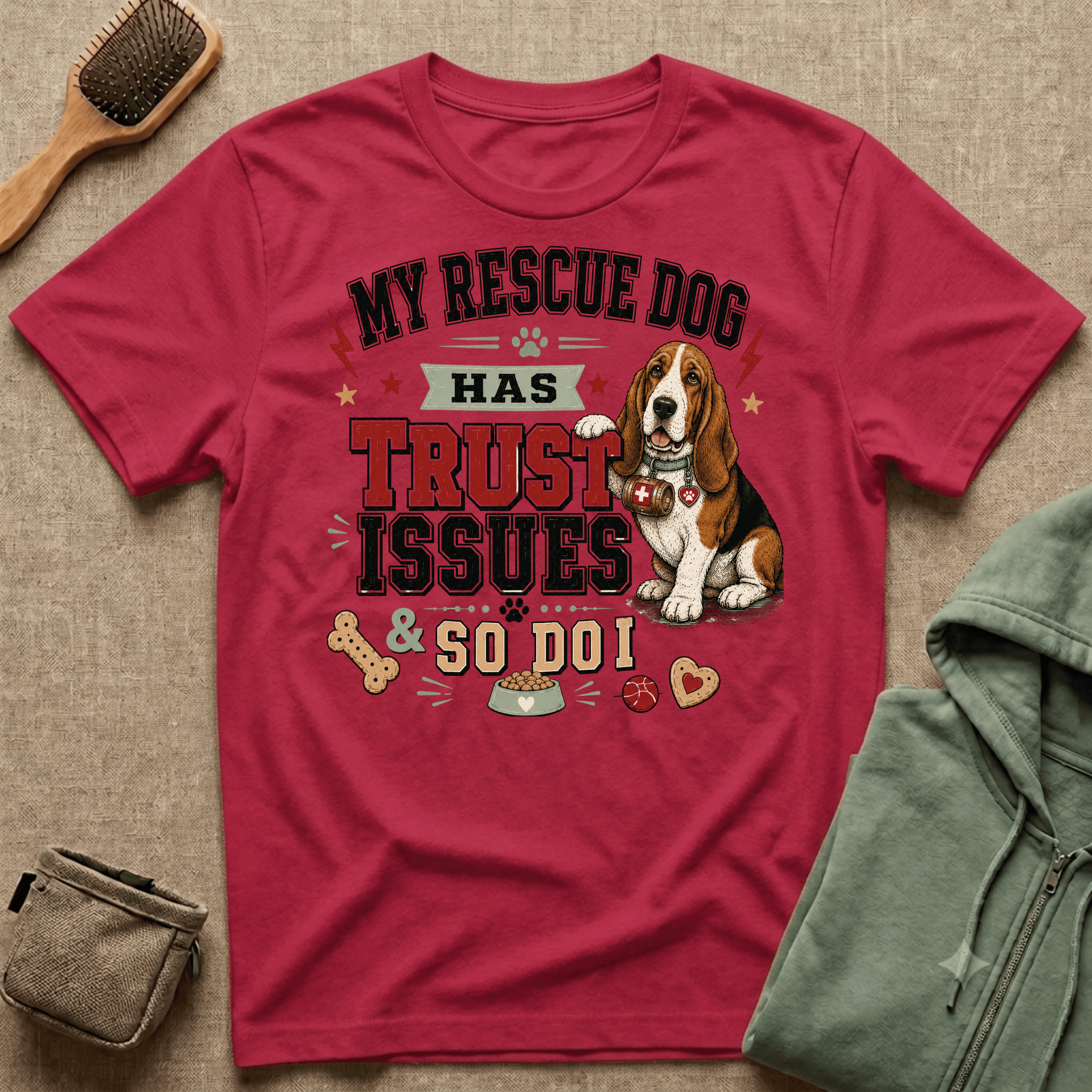My Rescue Dog Has Trust Issues T-Shirt —Basset Rescue Dog Owner Tee