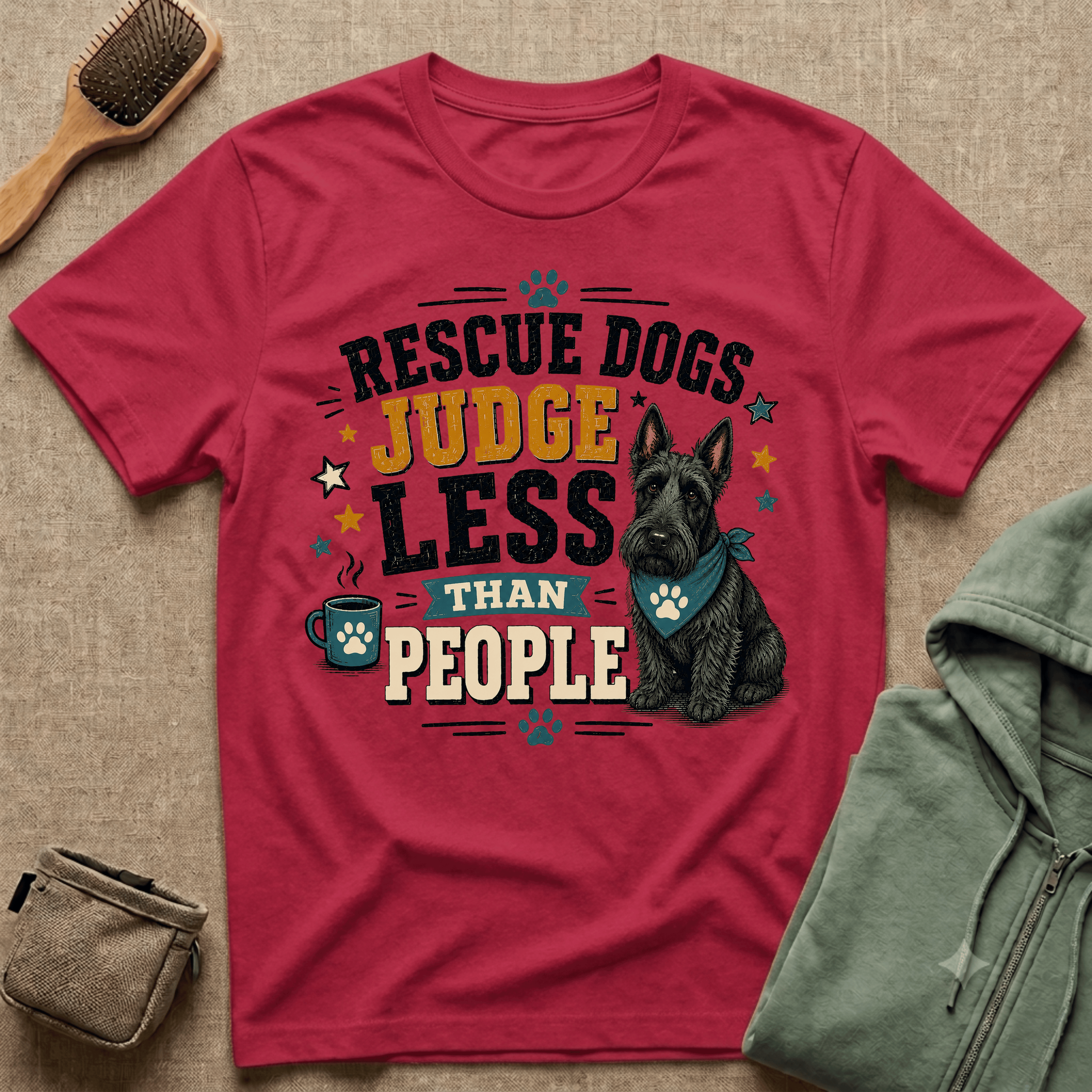 Rescue Dogs Judge Less Than People T-Shirt — Cute Scottie Rescue Tee