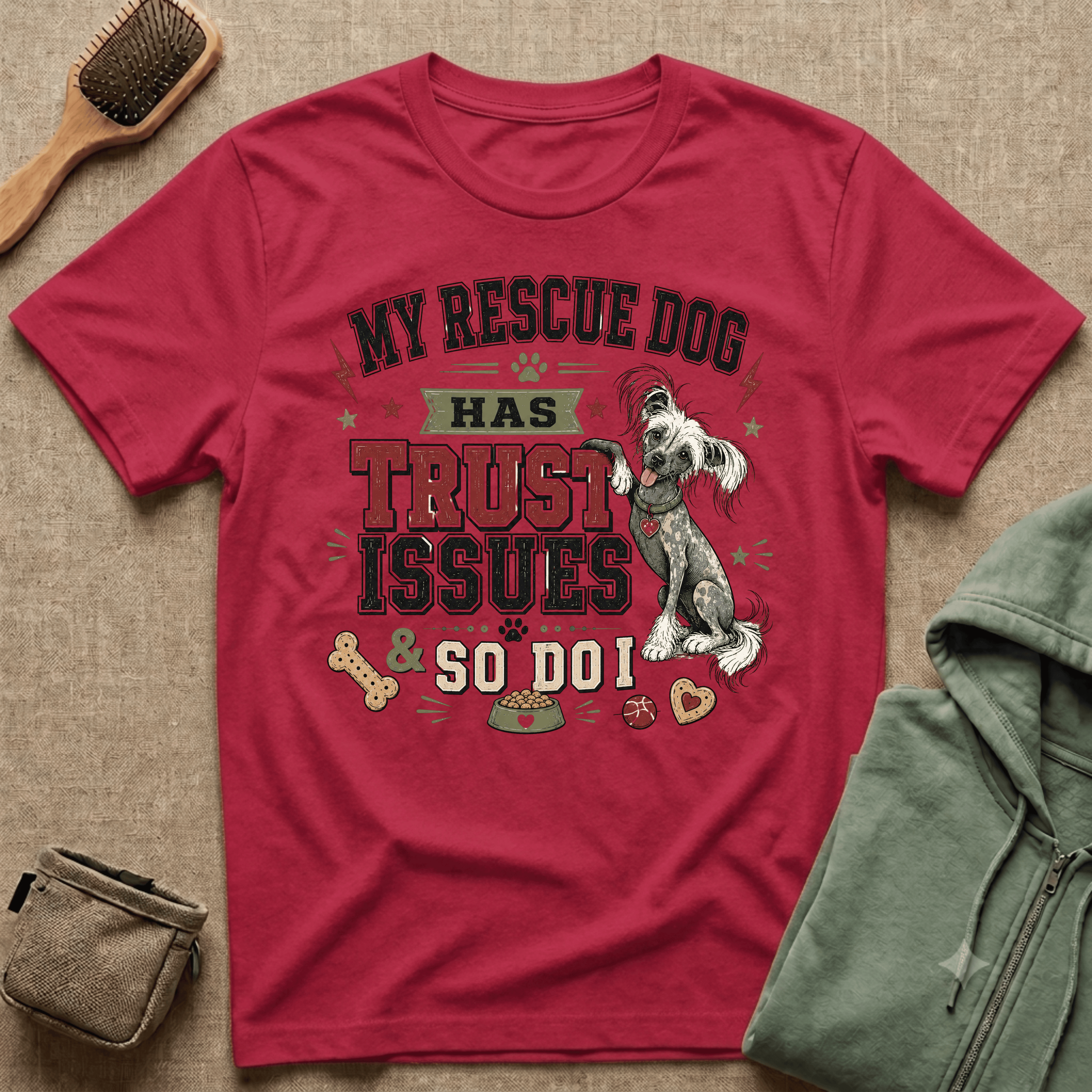 My Rescue Dog Has Trust Issues T-Shirt —Chinese Crested Rescue Dog Owner Tee