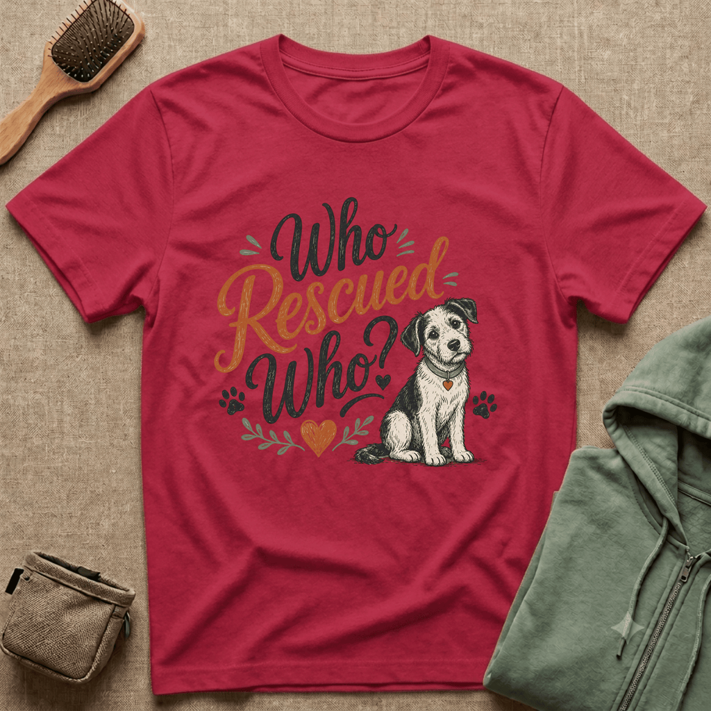 Who Rescued Who? Rescue Dog T-Shirt - Adopted Pet Lover Tee