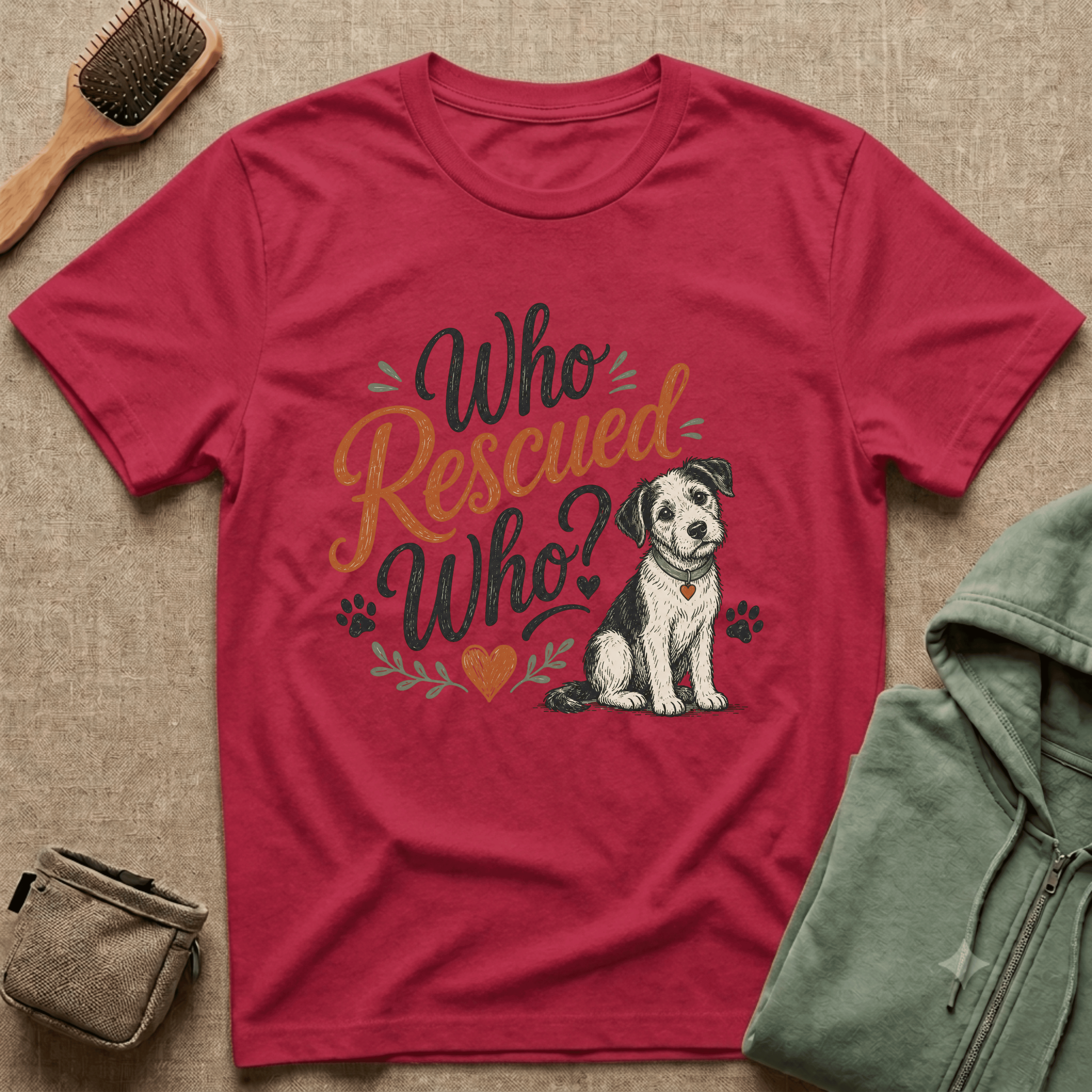 Who Rescued Who? Rescue Dog T-Shirt - Adopted Pet Lover Tee