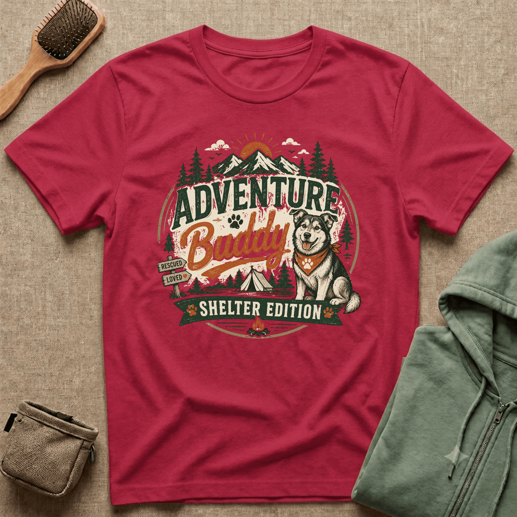Adventure Buddy T-Shirt — Shelter Edition Dog Hiking Tee