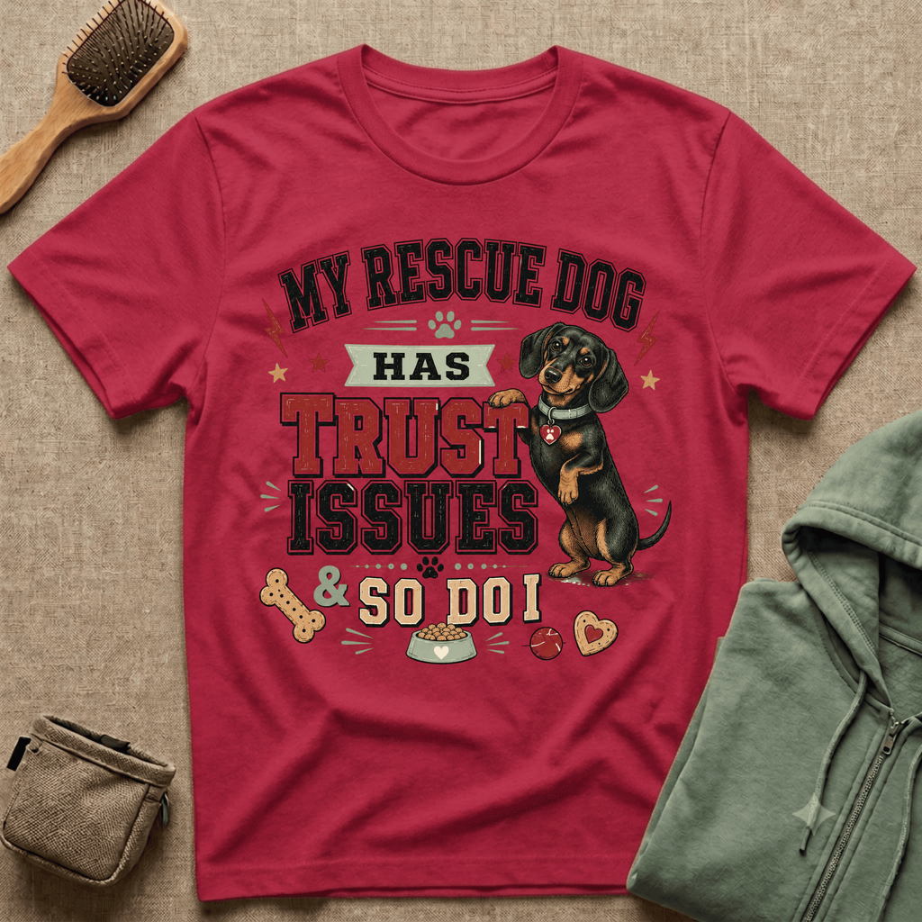 My Rescue Dog Has Trust Issues T-Shirt —Dachshund Rescue Dog Owner Tee