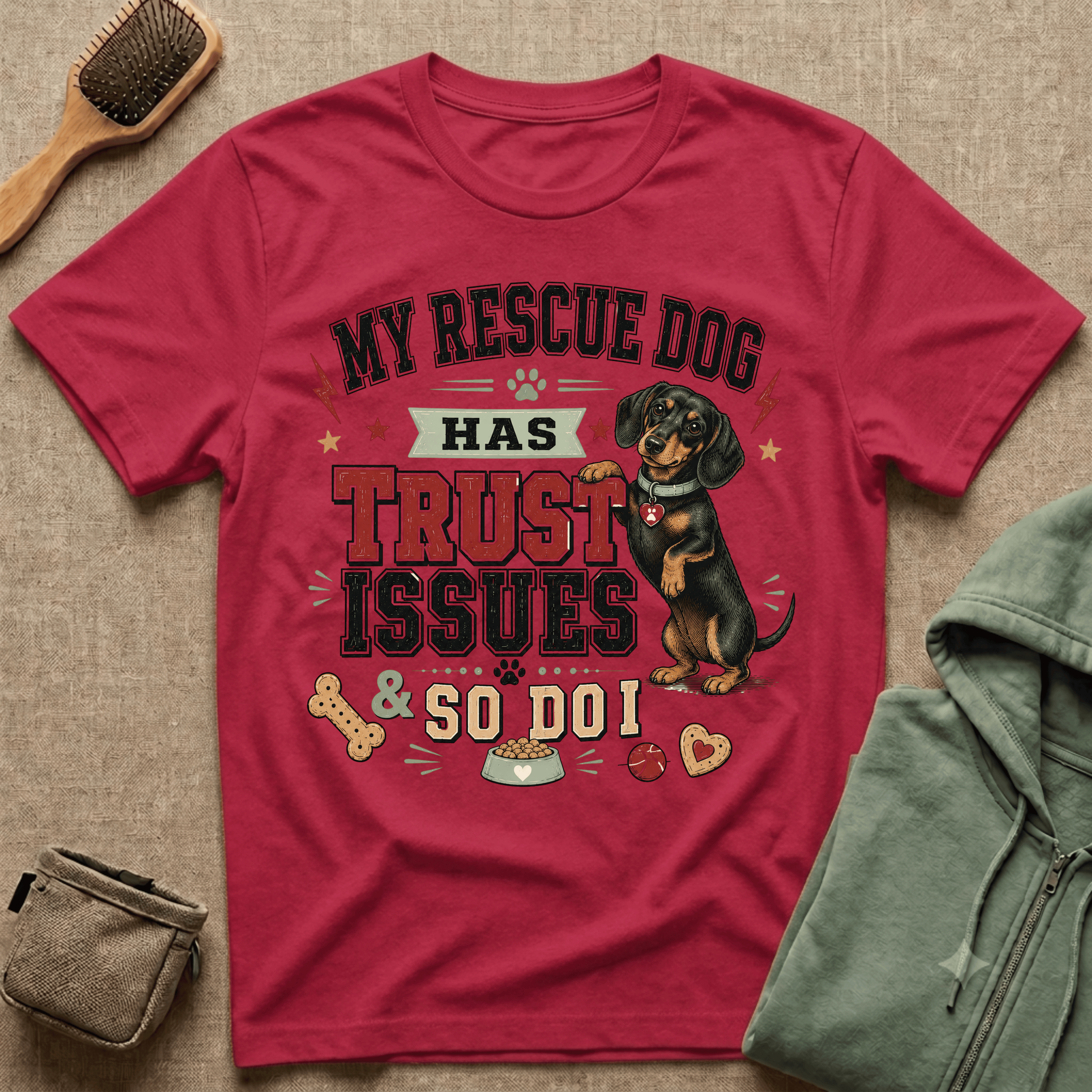 My Rescue Dog Has Trust Issues T-Shirt —Dachshund Rescue Dog Owner Tee