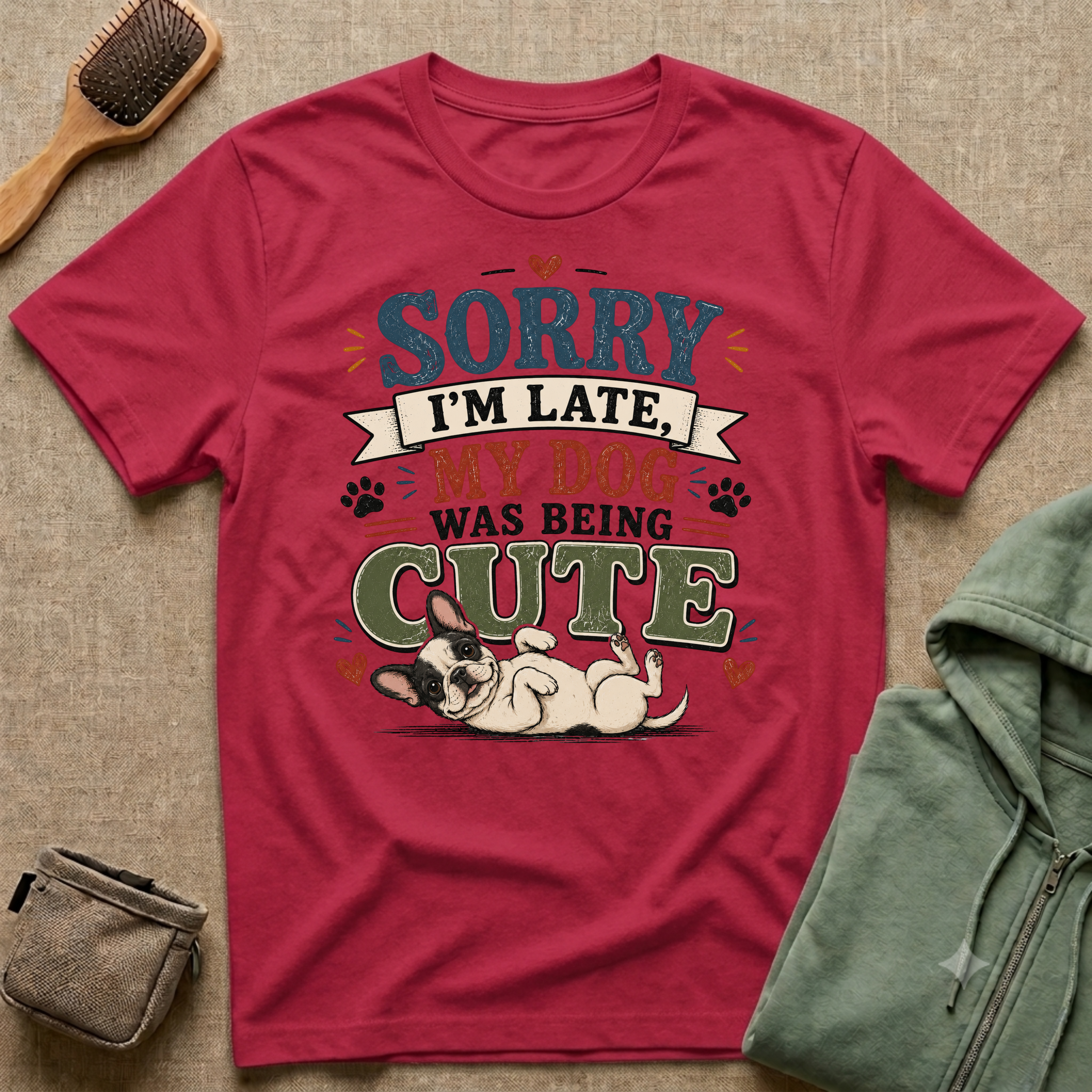 "Sorry I'm Late My Dog Was Being Cute" Cute Dog Lover Graphic Tee