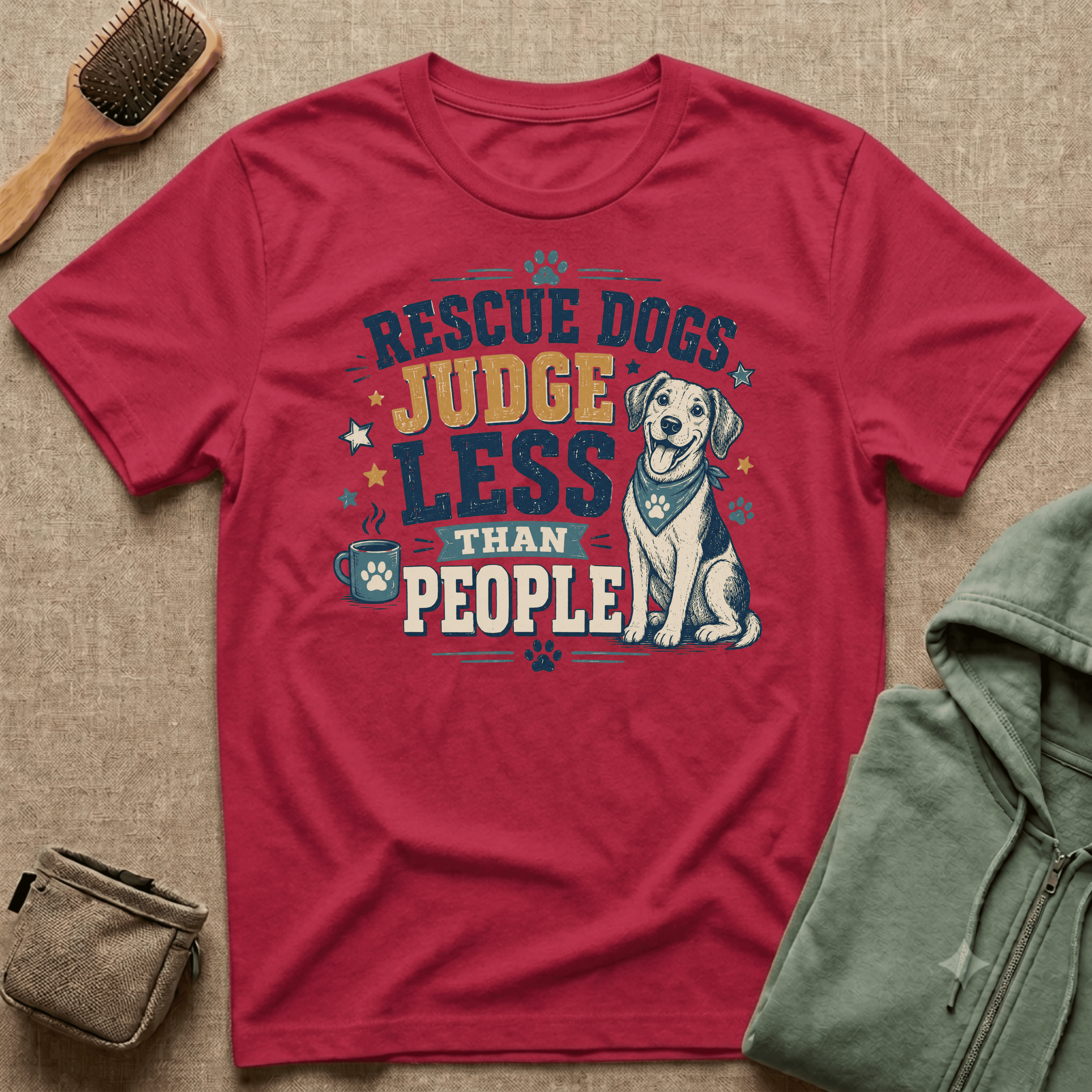 Rescue Dogs Judge Less Than People T-Shirt — Cute Mixed Breed Rescue Tee