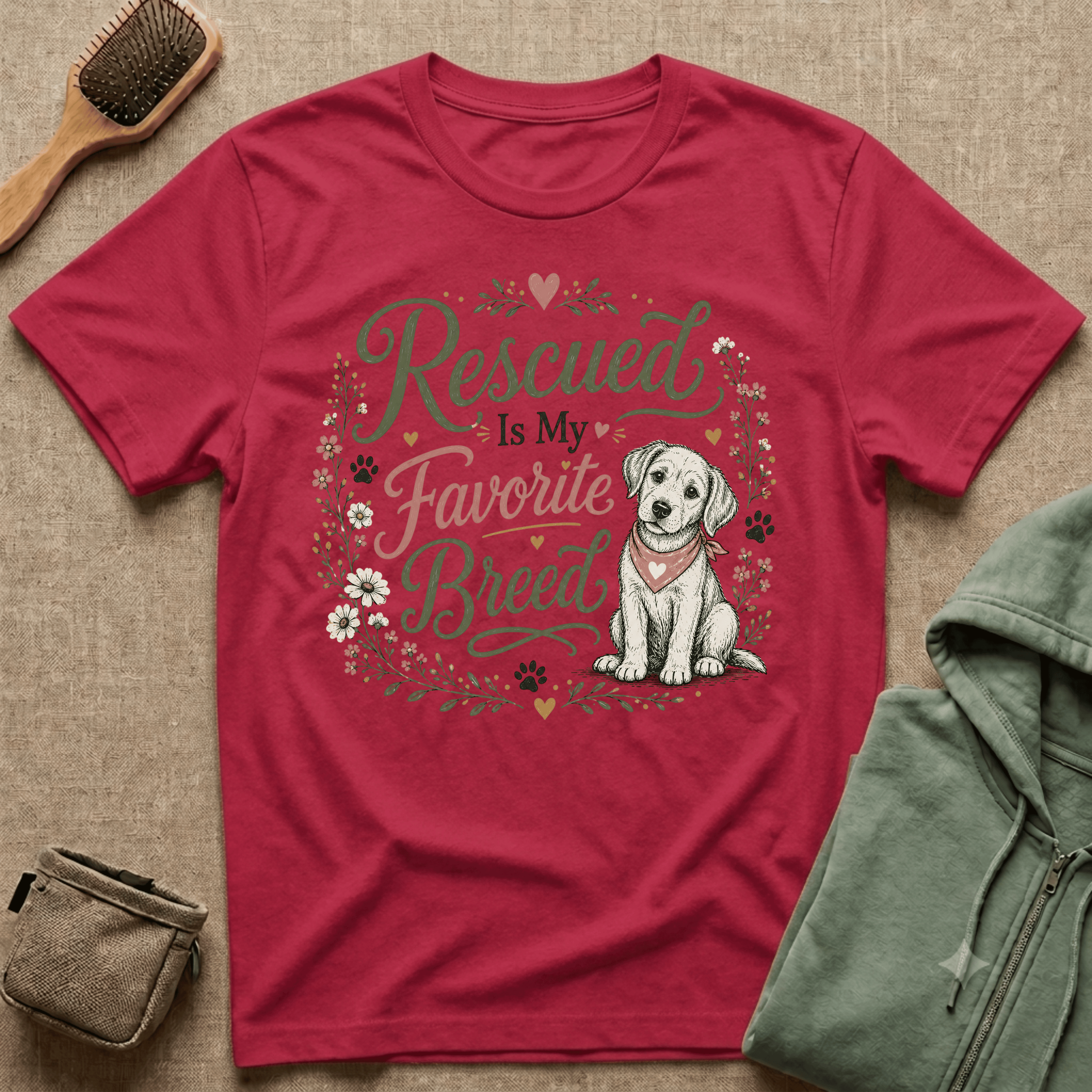 Rescued Is My Favorite Breed T-Shirt — Cute Rescue Dog Adoption Tee
