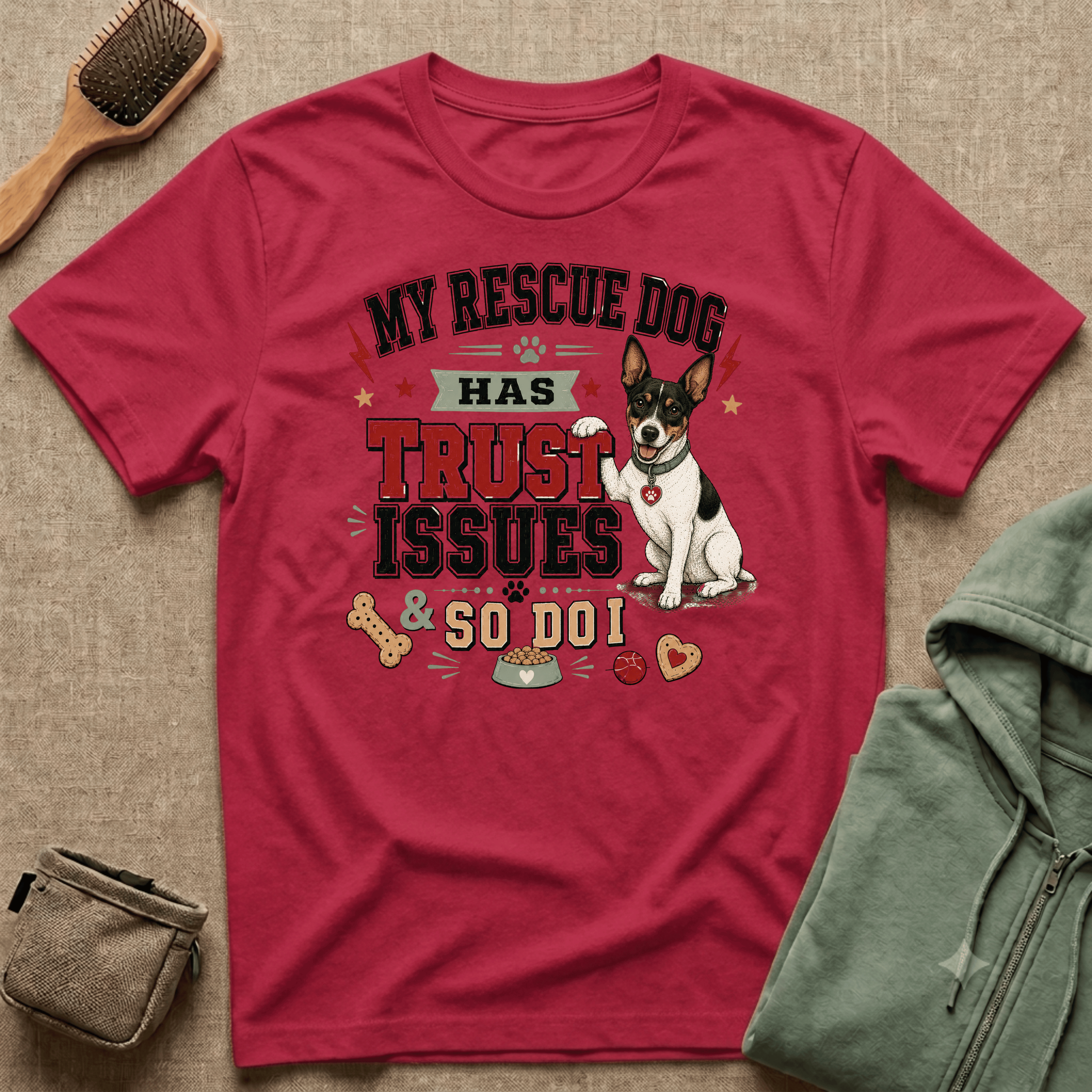 My Rescue Dog Has Trust Issues T-Shirt —Rat Terrier Rescue Dog Owner Tee