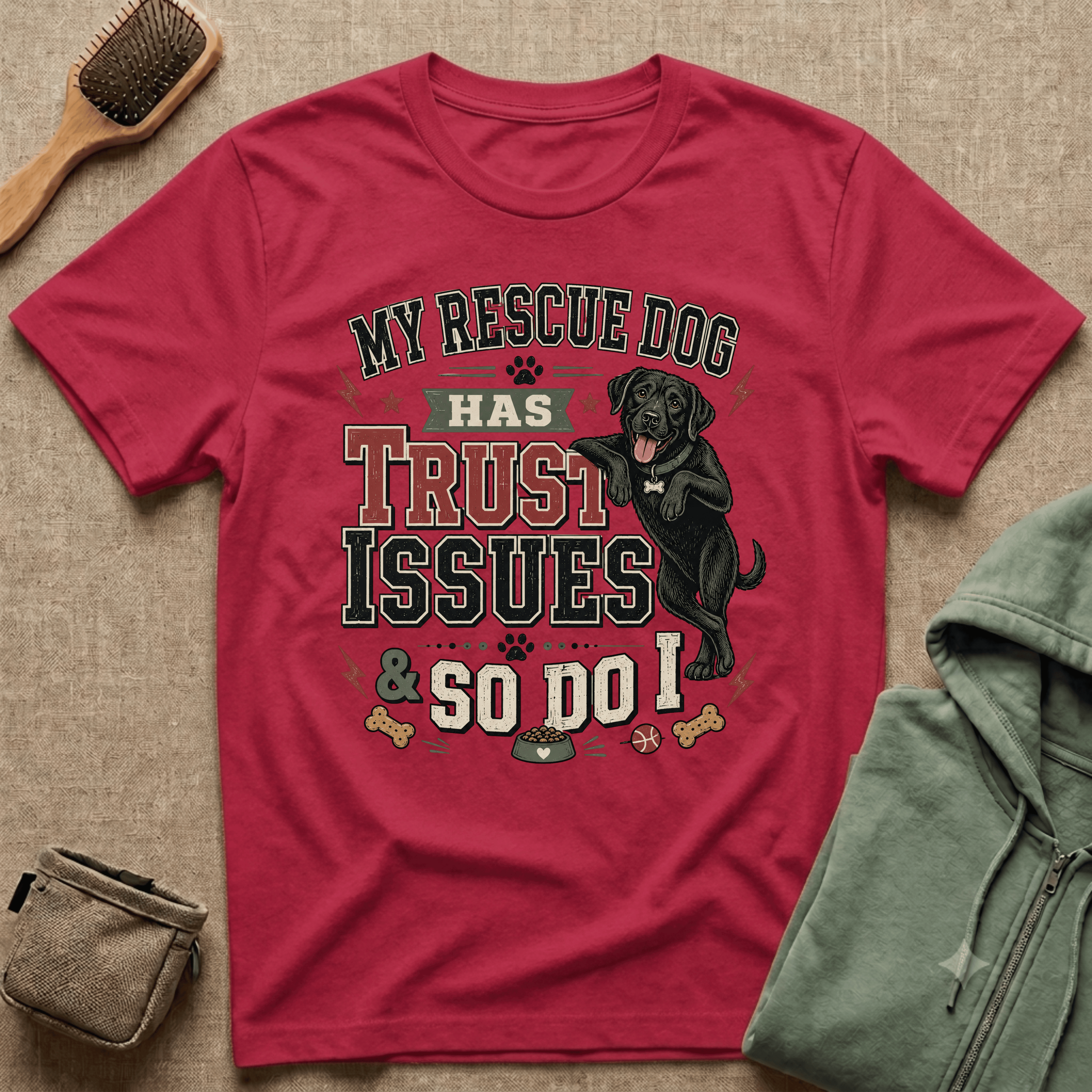 My Rescue Dog Has Trust Issues T-Shirt —Black Lab Rescue Dog Owner Tee