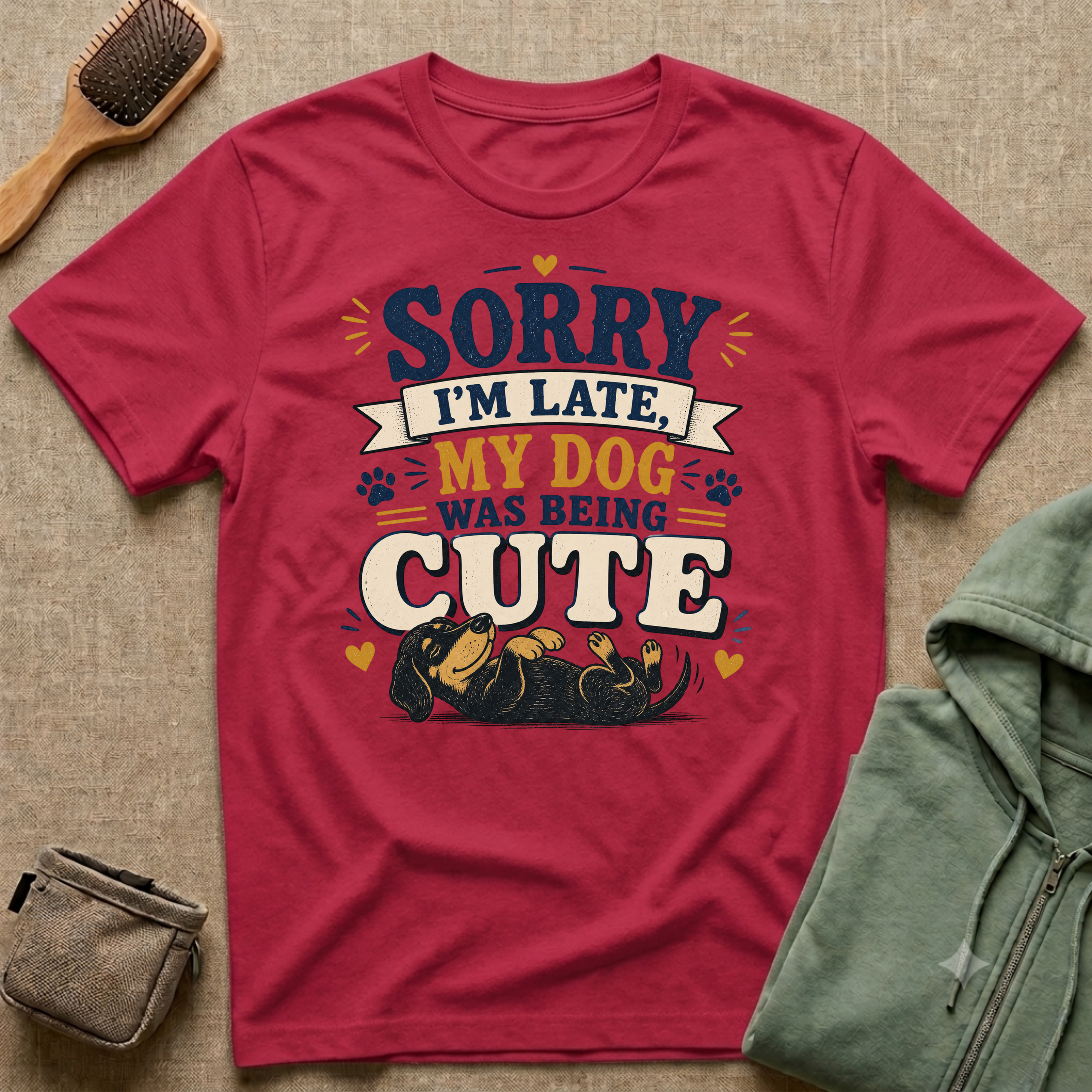 Sorry I'm Late My Dog Was Being Cute T-Shirt — Dachshund Funny Dog Lover Tee