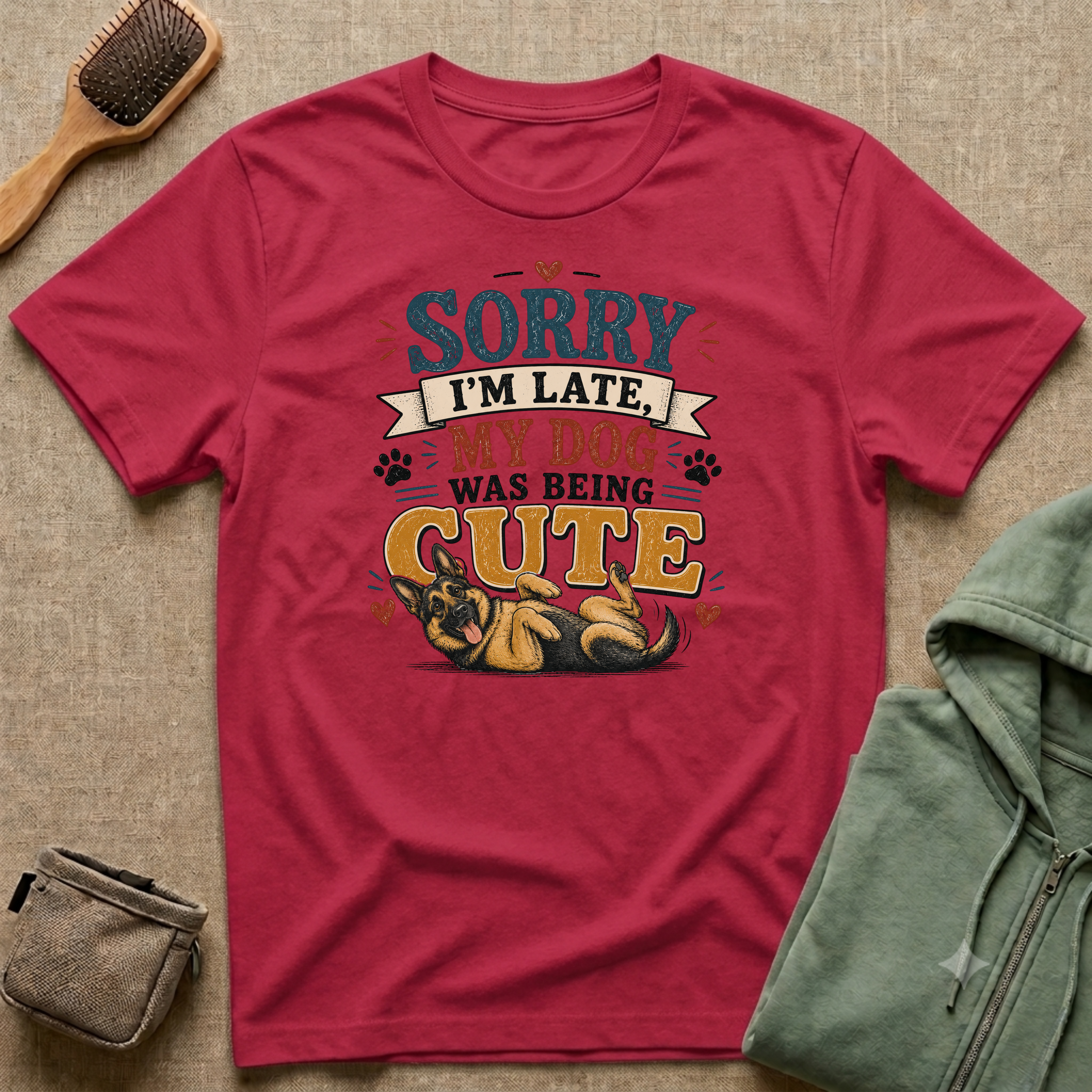 Sorry I'm Late My Dog Was Being Cute T-Shirt — German Shepperd Dog Lover Tee