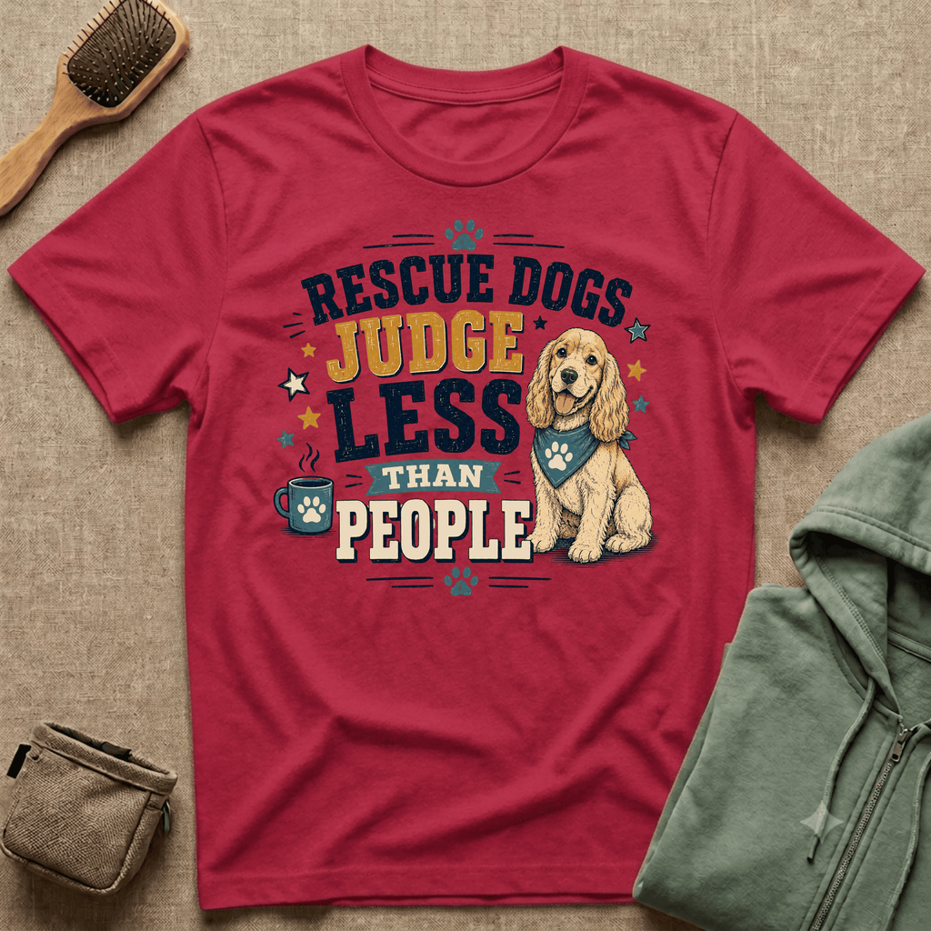 Rescue Dogs Judge Less Than People T-Shirt — Cute Cocker Spaniel Rescue Tee