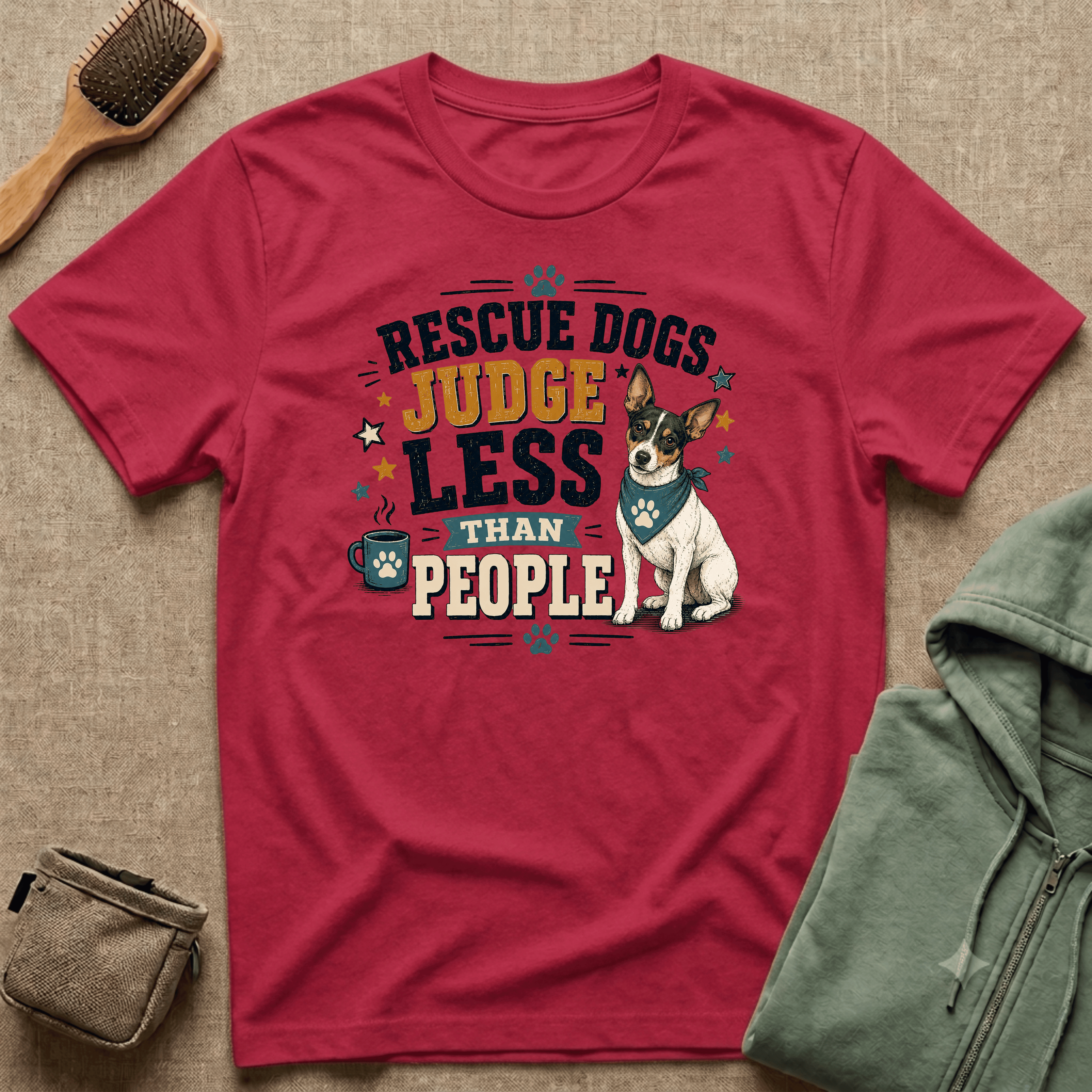 Rescue Dogs Judge Less Than People T-Shirt — Cute Rat Terrier Rescue Tee