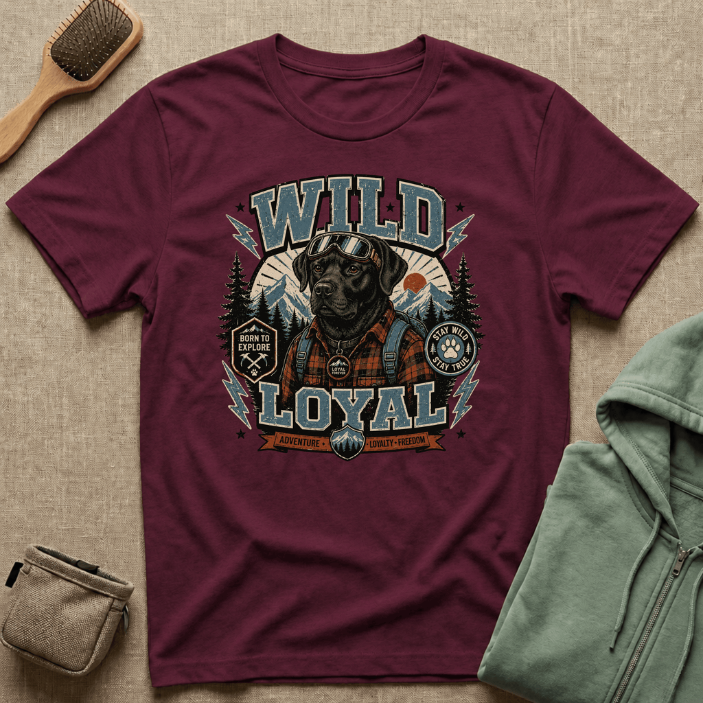 Wild & Loyal Dog T-Shirt — Vintage Lumberjack Black Labrador Design