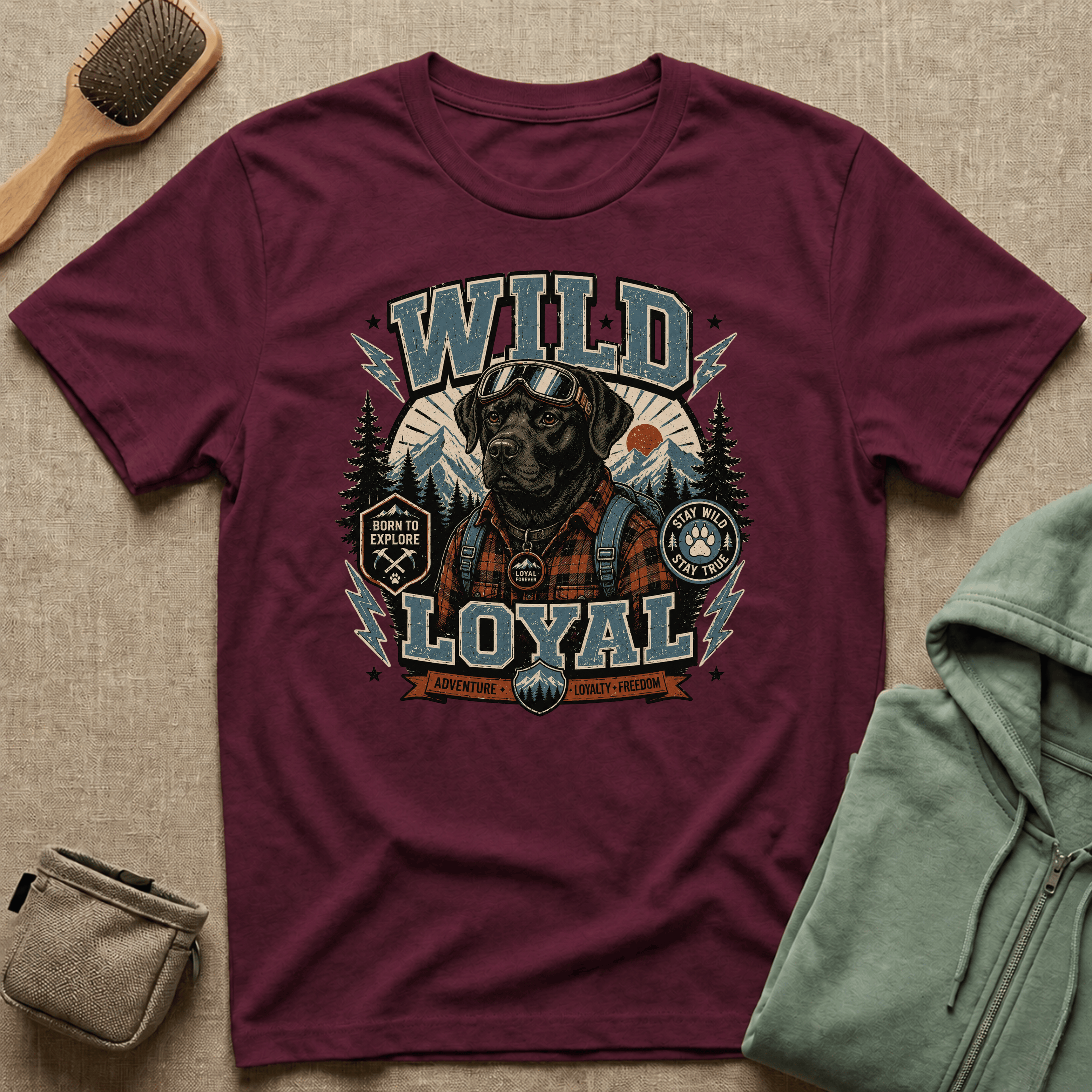 Wild & Loyal Dog T-Shirt — Vintage Lumberjack Black Labrador Design