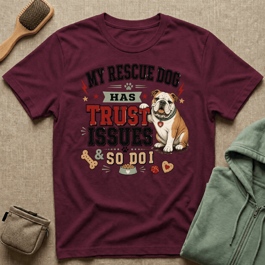 My Rescue Dog Has Trust Issues T-Shirt —Bull Dog Rescue Dog Owner Tee