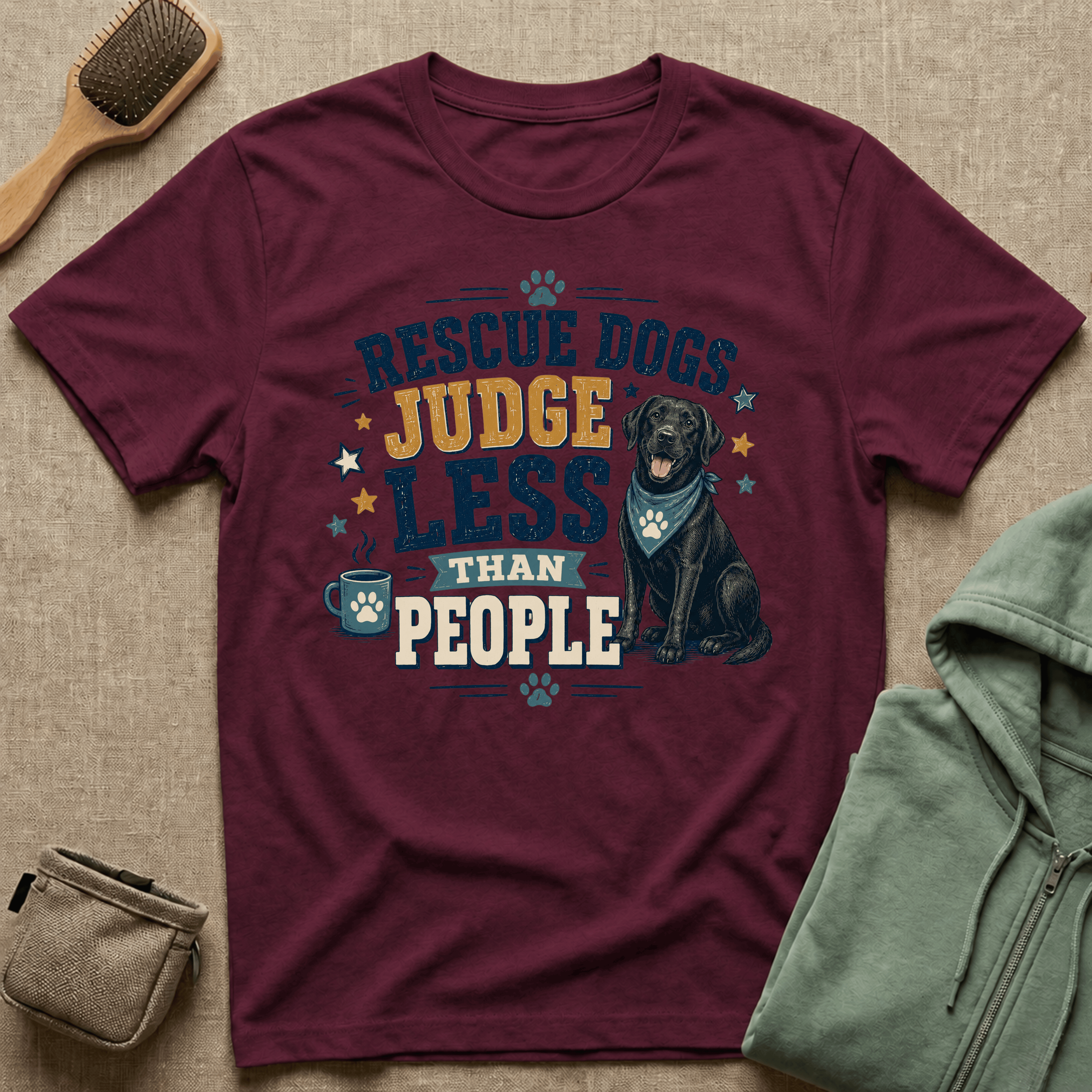 Rescue Dogs Judge Less Than People T-Shirt — Cute Black Lab Rescue Tee