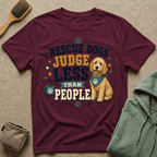 Rescue Dogs Judge Less Than People T-Shirt — Cute Golden Doodle Rescue Tee