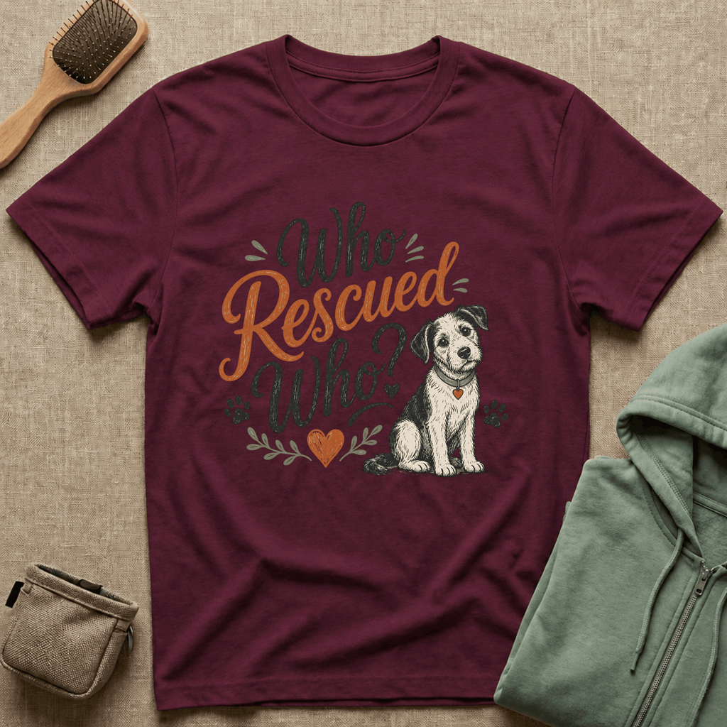 Who Rescued Who? Rescue Dog T-Shirt - Adopted Pet Lover Tee