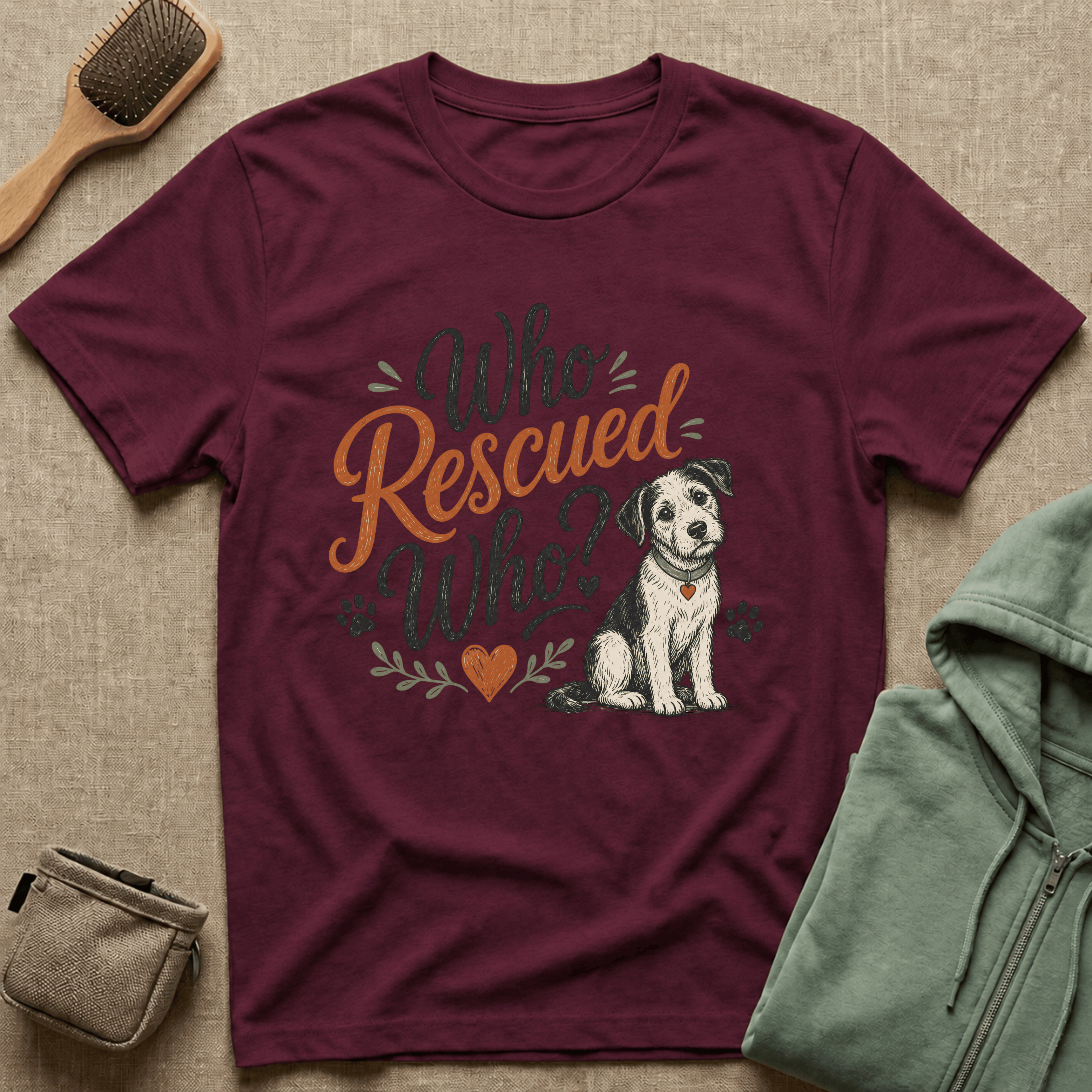 Who Rescued Who? Rescue Dog T-Shirt - Adopted Pet Lover Tee