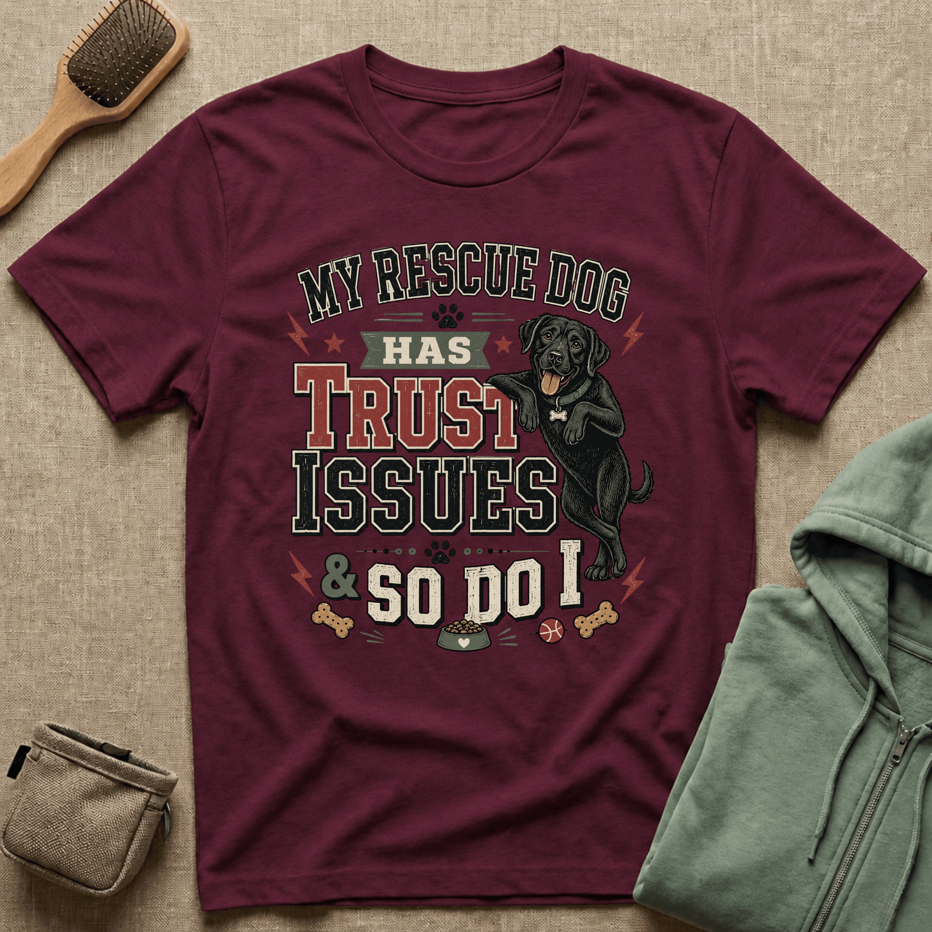 My Rescue Dog Has Trust Issues T-Shirt —Black Lab Rescue Dog Owner Tee