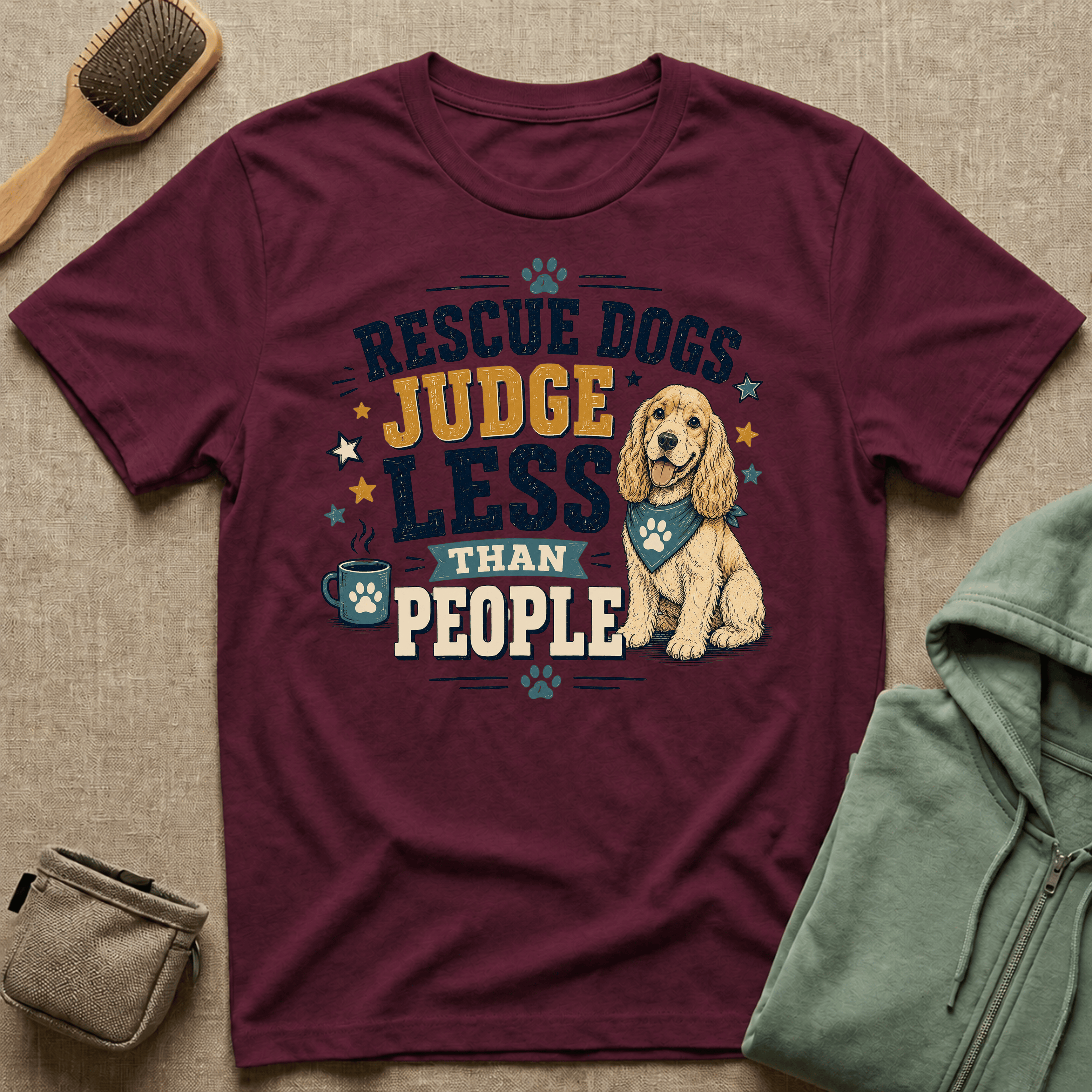 Rescue Dogs Judge Less Than People T-Shirt — Cute Cocker Spaniel Rescue Tee