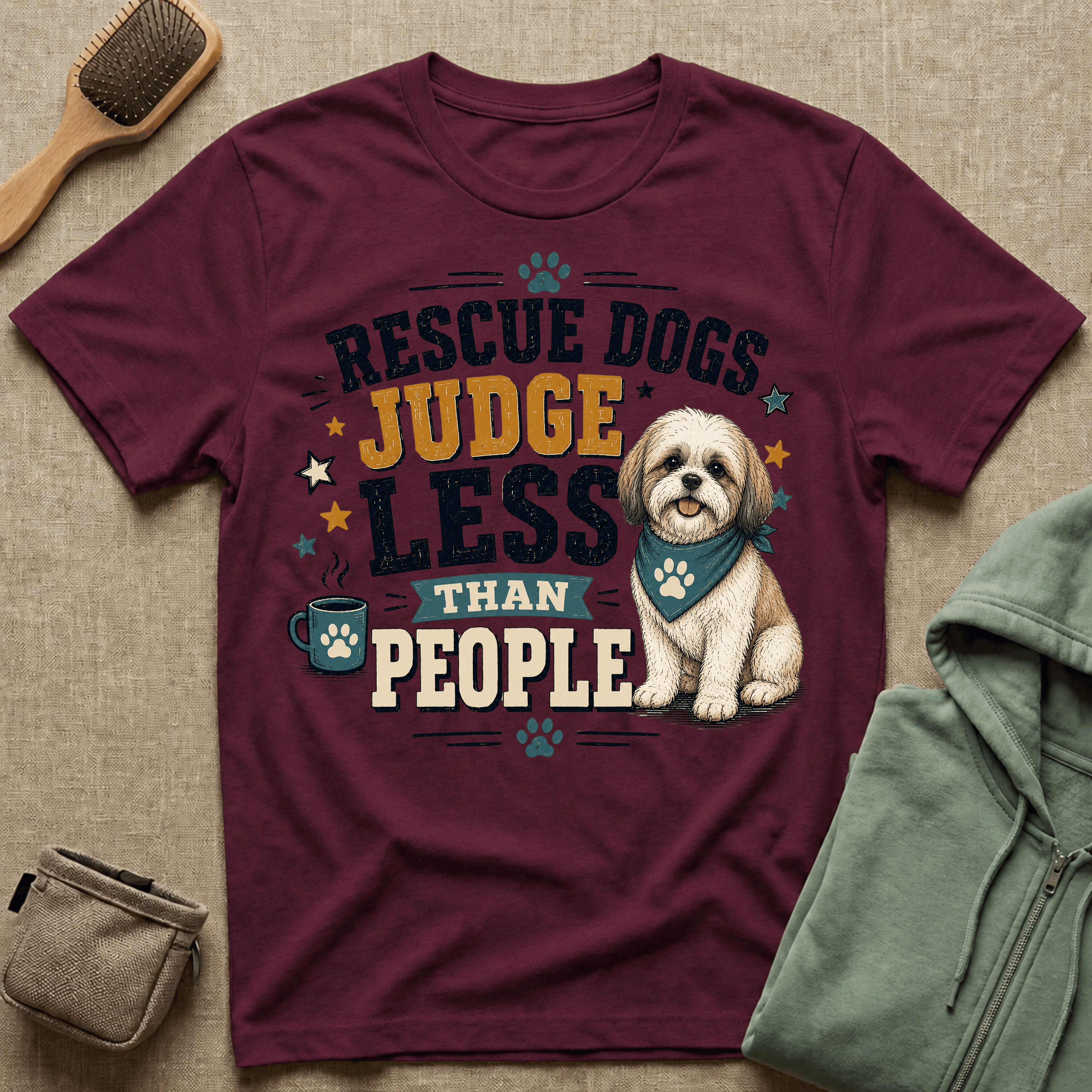 Rescue Dogs Judge Less Than People T-Shirt — Cute Maltese Rescue Tee