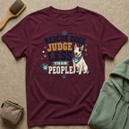 Rescue Dogs Judge Less Than People T-Shirt — Cute Bull Terrier Rescue Tee