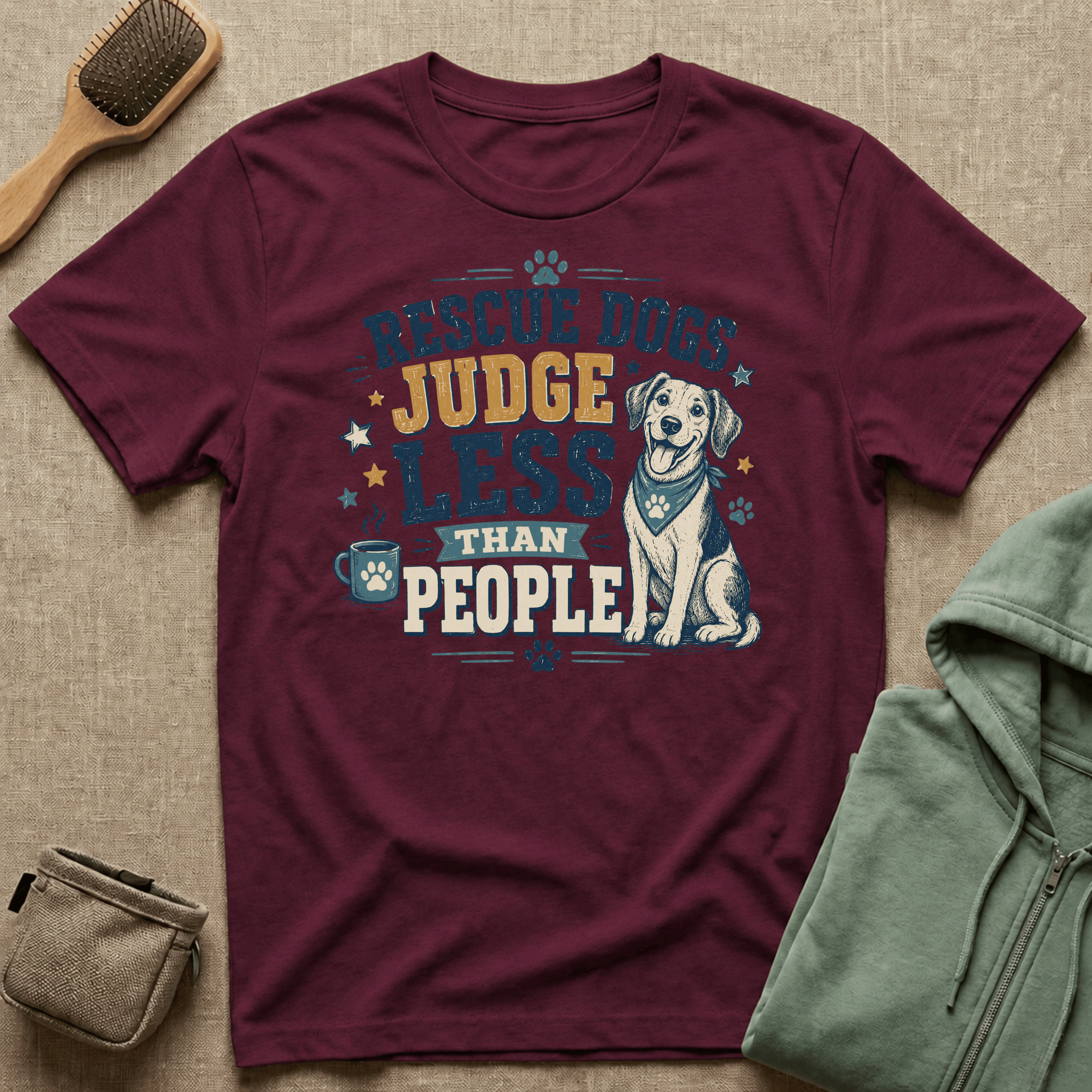 Rescue Dogs Judge Less Than People T-Shirt — Cute Mixed Breed Rescue Tee