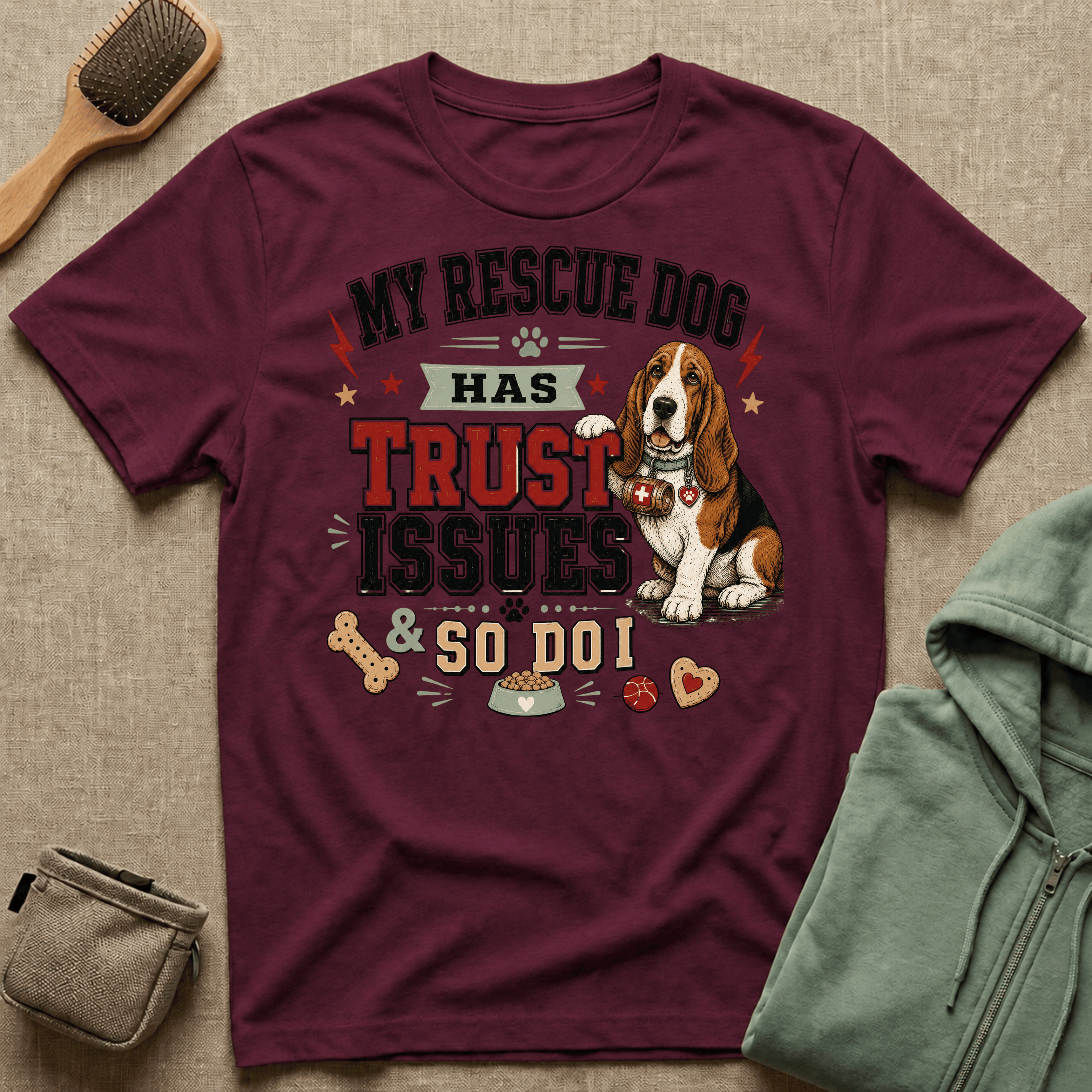 My Rescue Dog Has Trust Issues T-Shirt —Basset Rescue Dog Owner Tee