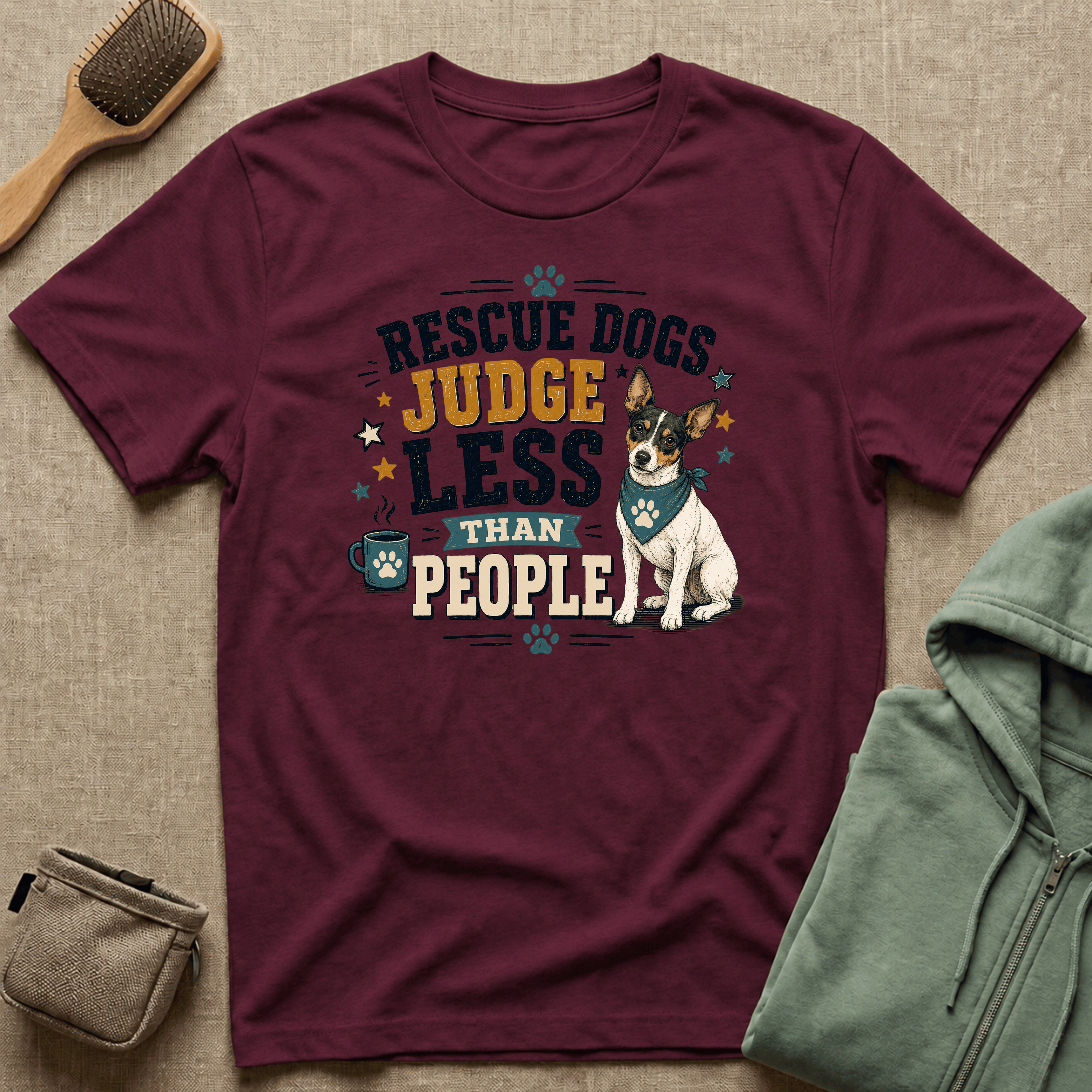 Rescue Dogs Judge Less Than People T-Shirt — Cute Rat Terrier Rescue Tee