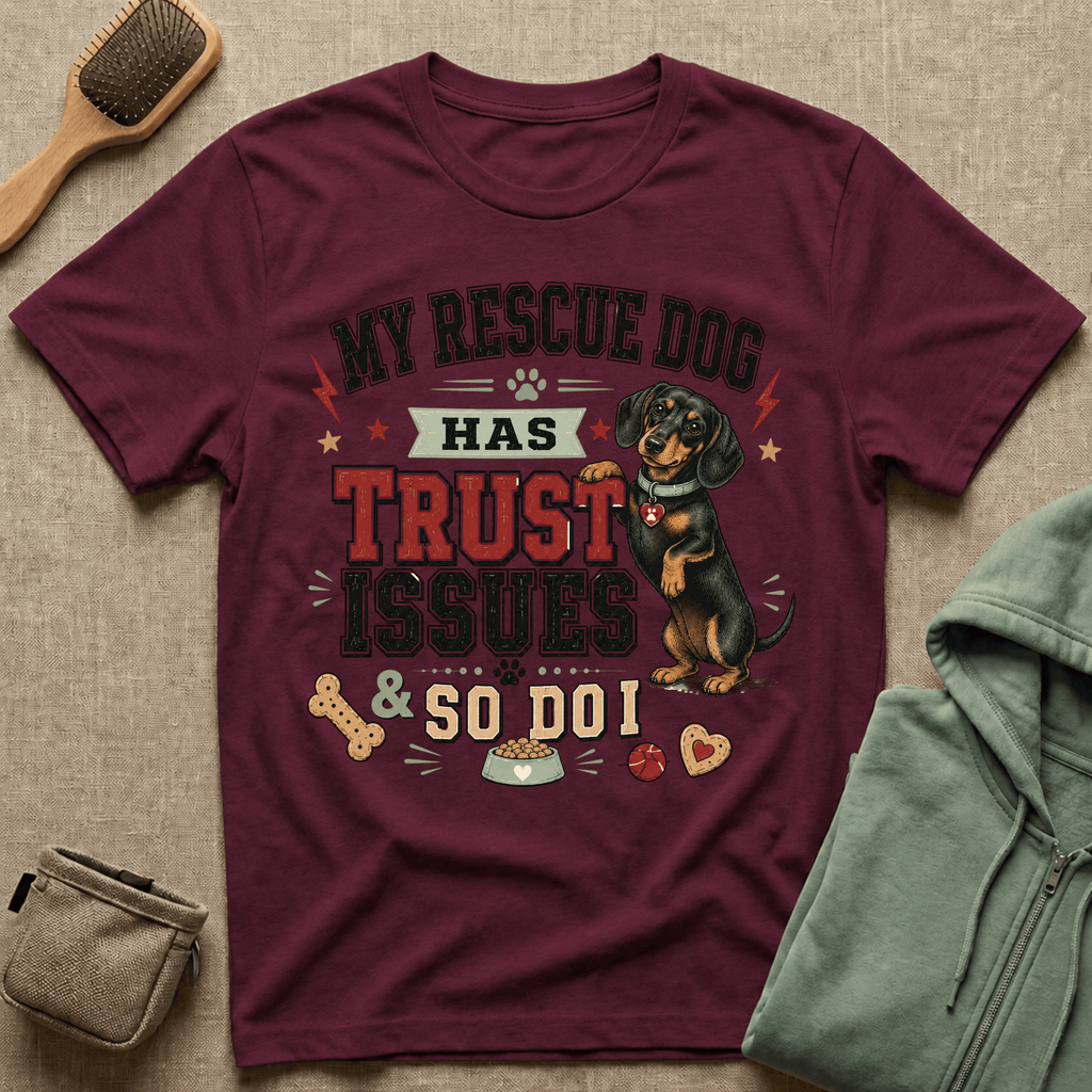 My Rescue Dog Has Trust Issues T-Shirt —Dachshund Rescue Dog Owner Tee