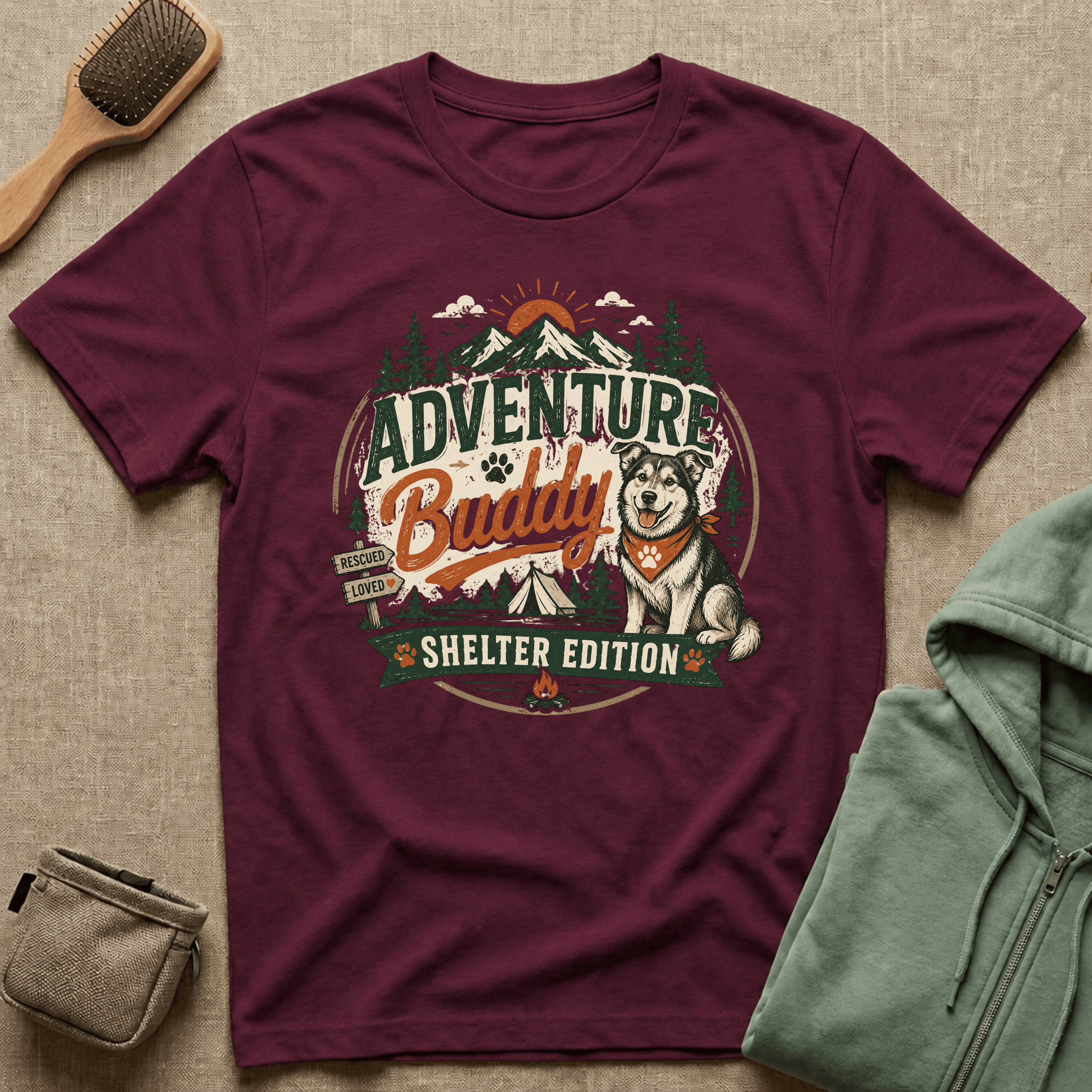 Adventure Buddy T-Shirt — Shelter Edition Dog Hiking Tee