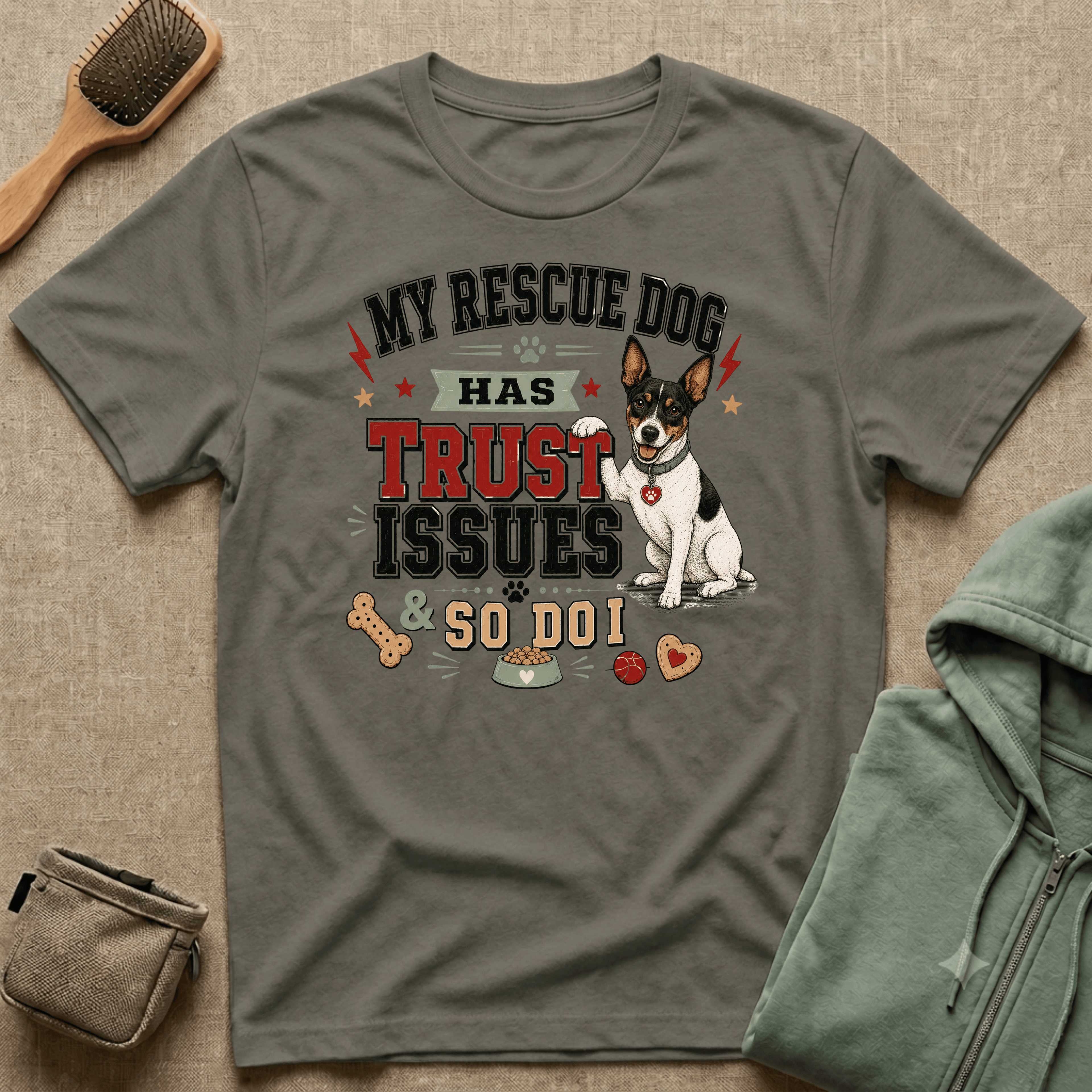 My Rescue Dog Has Trust Issues T-Shirt —Rat Terrier Rescue Dog Owner Tee