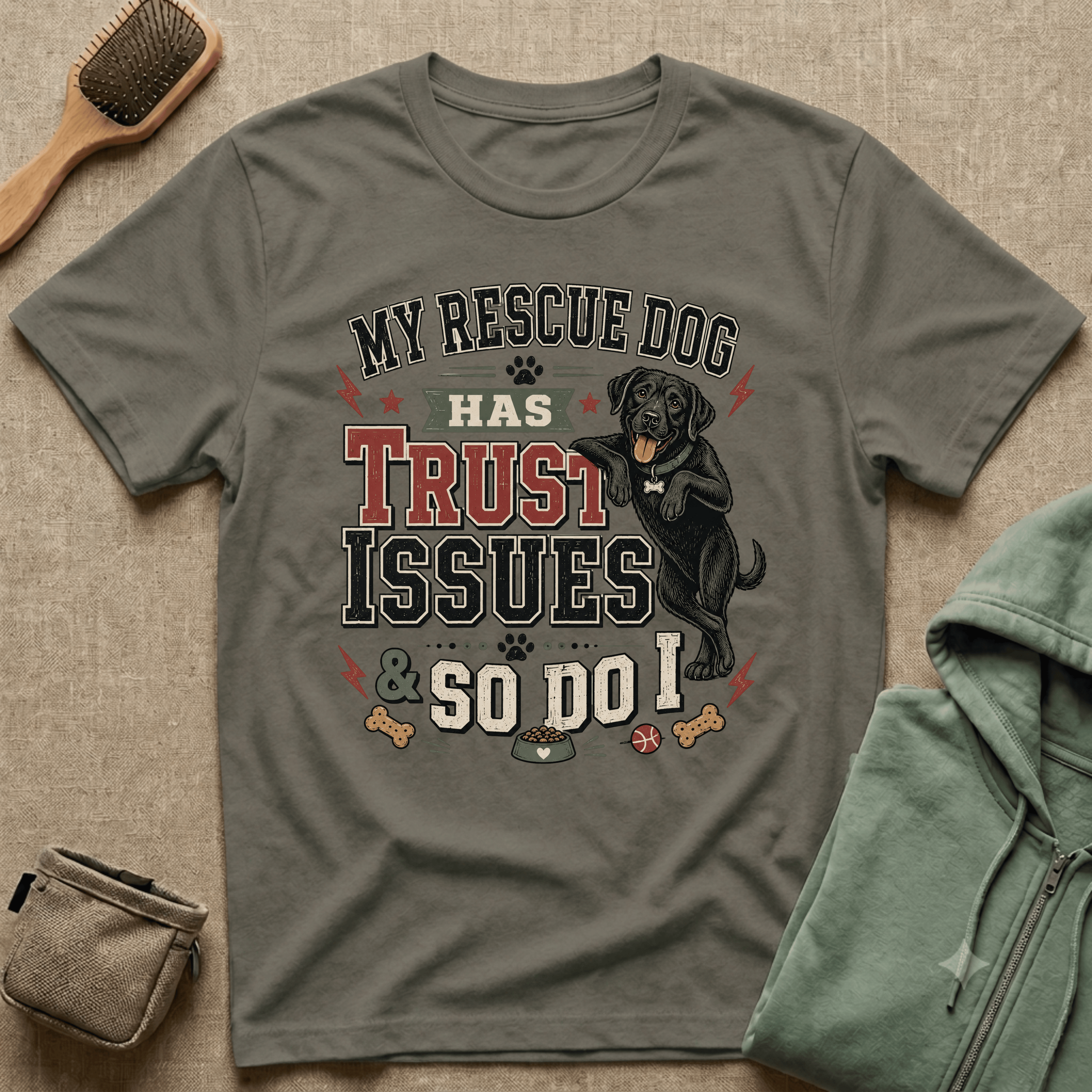 My Rescue Dog Has Trust Issues T-Shirt —Black Lab Rescue Dog Owner Tee