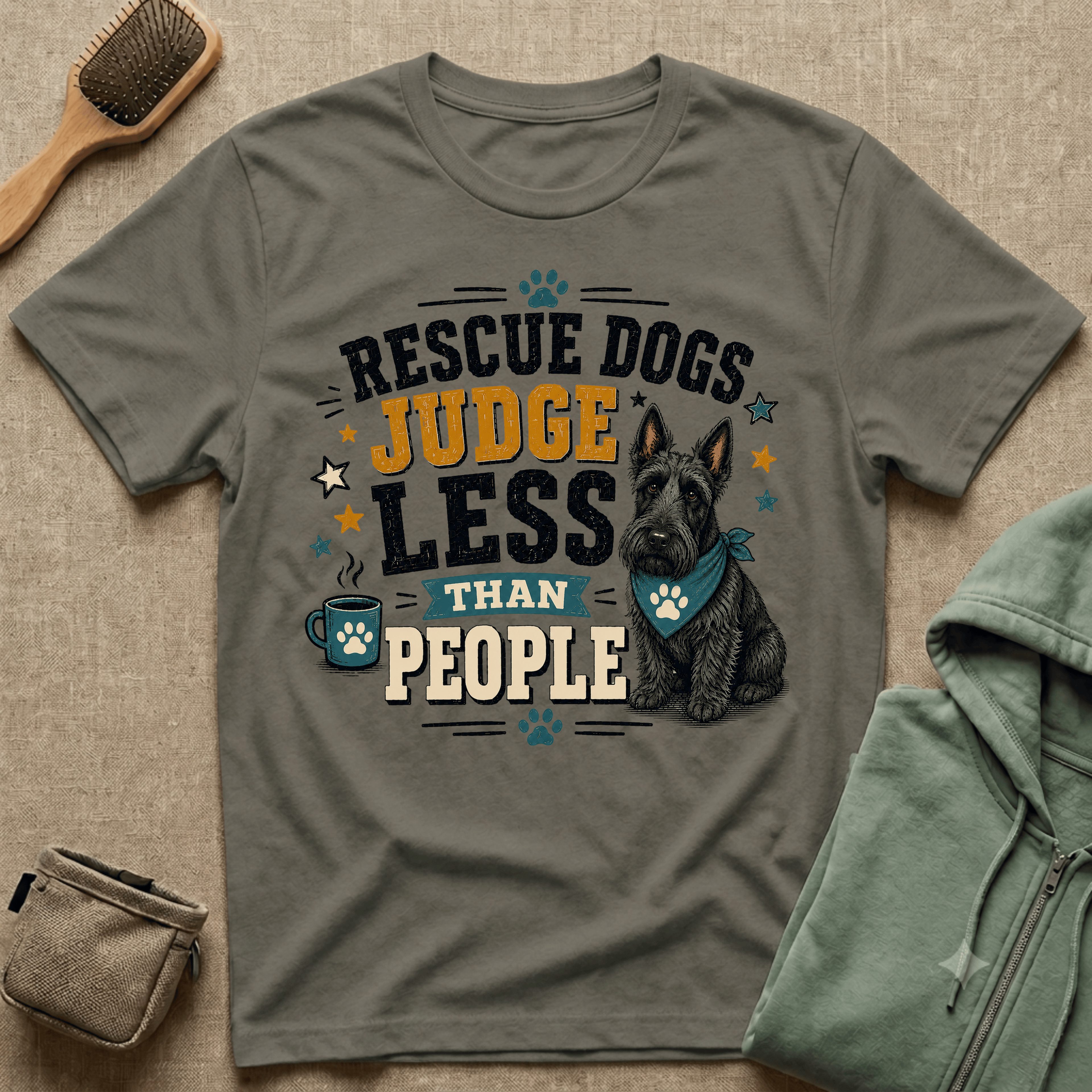 Rescue Dogs Judge Less Than People T-Shirt — Cute Scottie Rescue Tee