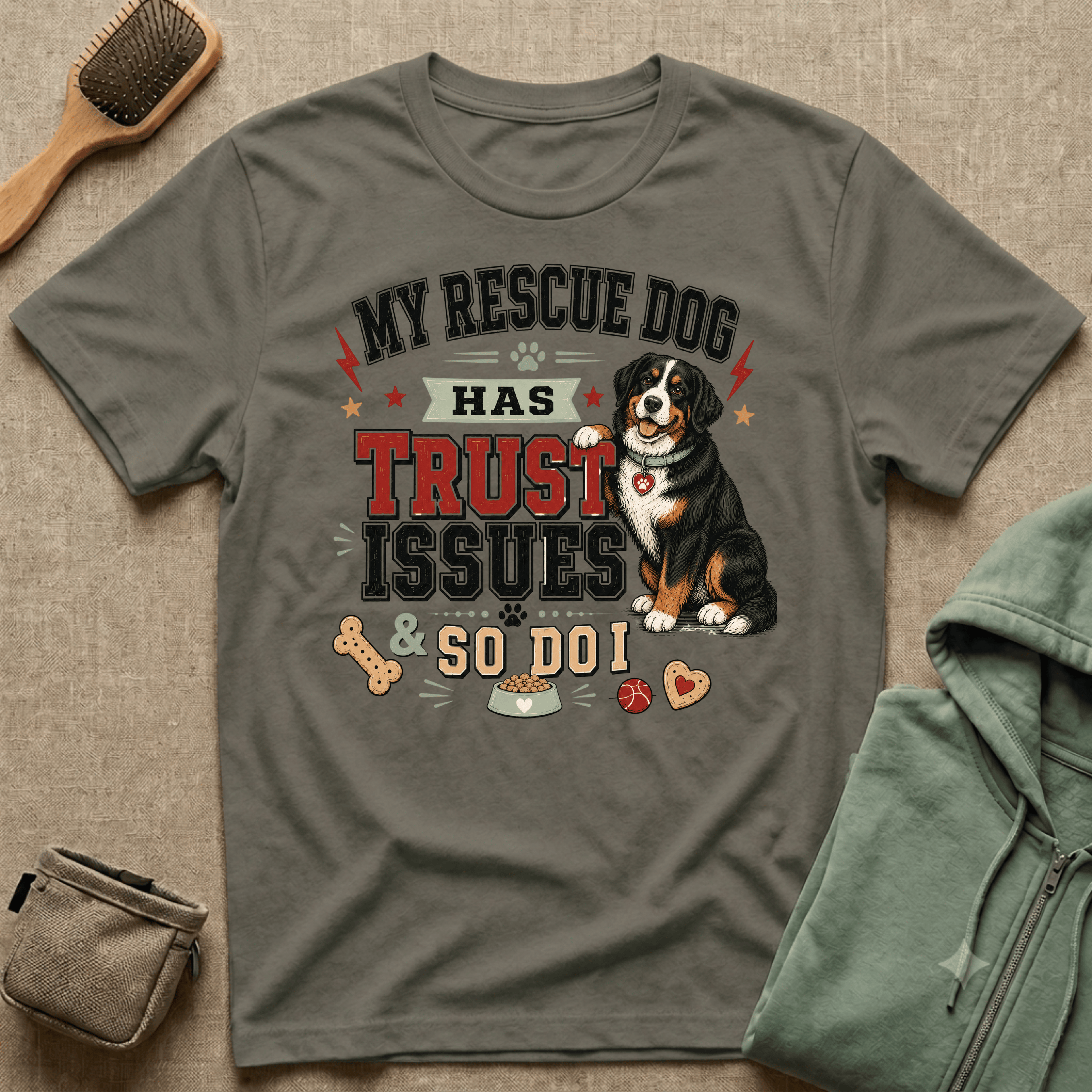 My Rescue Dog Has Trust Issues T-Shirt —Bernese Mountain Rescue Dog Owner Tee