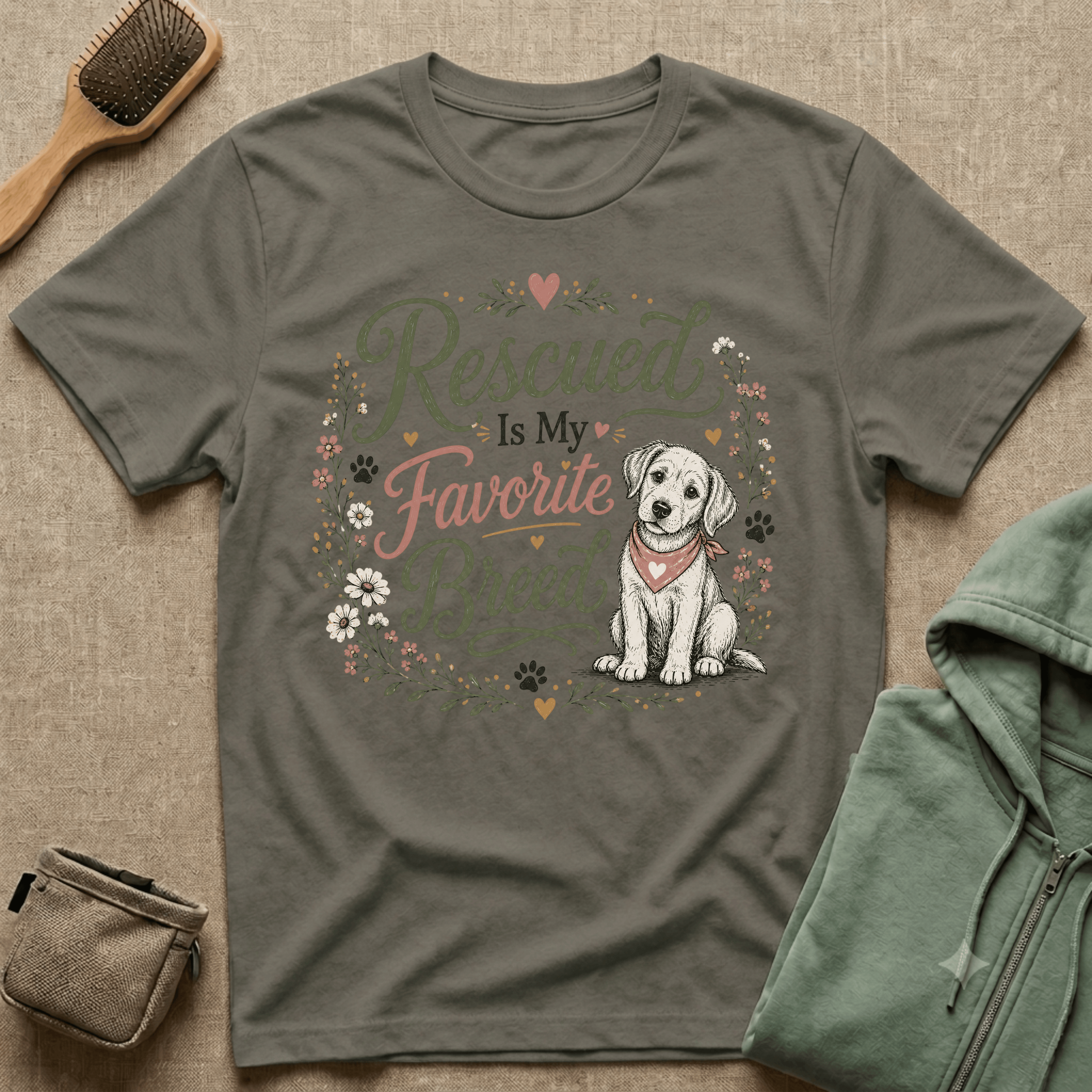 Rescued Is My Favorite Breed T-Shirt — Cute Rescue Dog Adoption Tee